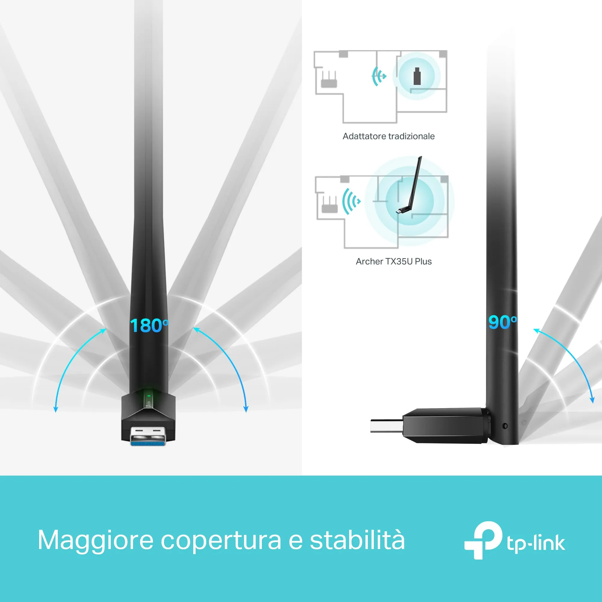 TP-Link Archer TX35U Plus Adattatore USB Wi-Fi 6 AX1800 Dual-Band PC - immagine 4