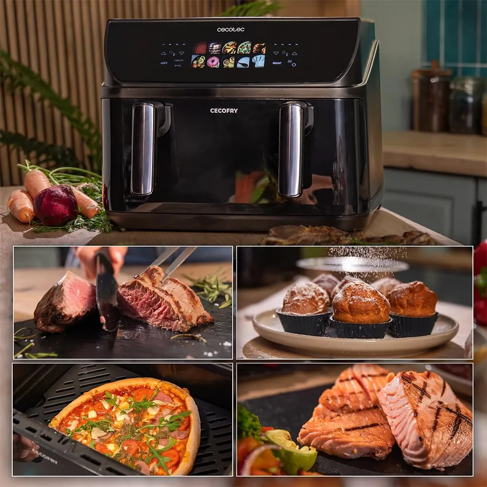 Cecotec Cecofry&Grill Duoheat 10000 Air Fryer 10L, 2800W, 3in1 Friggitrice Grill Piastra - immagine 4