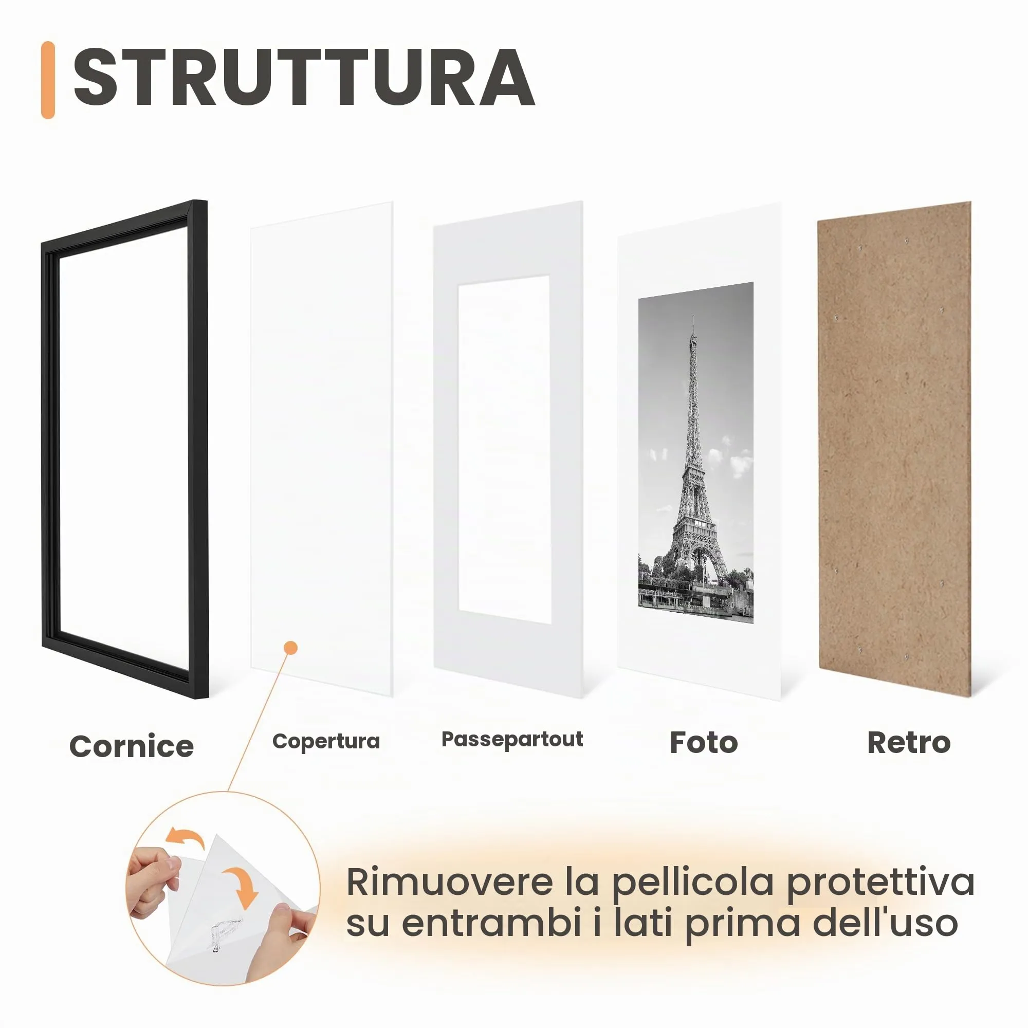 upsimples Cornici Portafoto, Set da 3, 20 x 20 cm, Nero - immagine 3