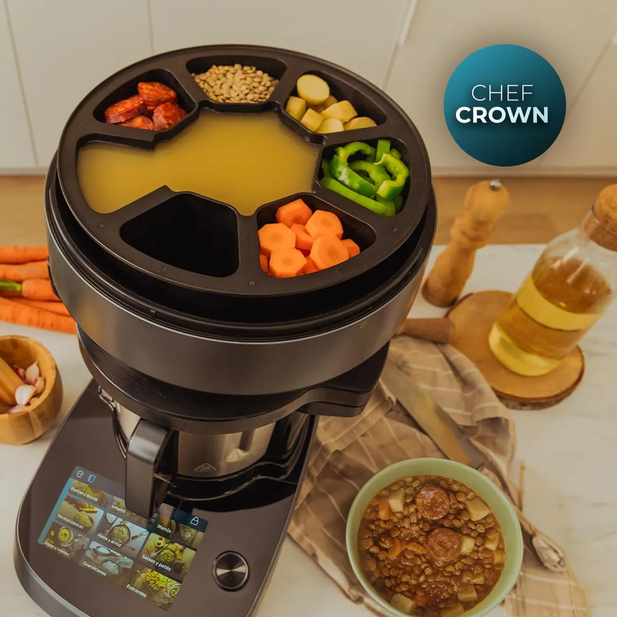 Cecotec Mambo CooKing Total Gourmet Robot da Cucina Multifunzione, 2200W, 45 Funzioni, Acciaio Inox, Brocche Unique e Victory 4.5L, Schermo Touch, App, AutoCleaning - immagine 3