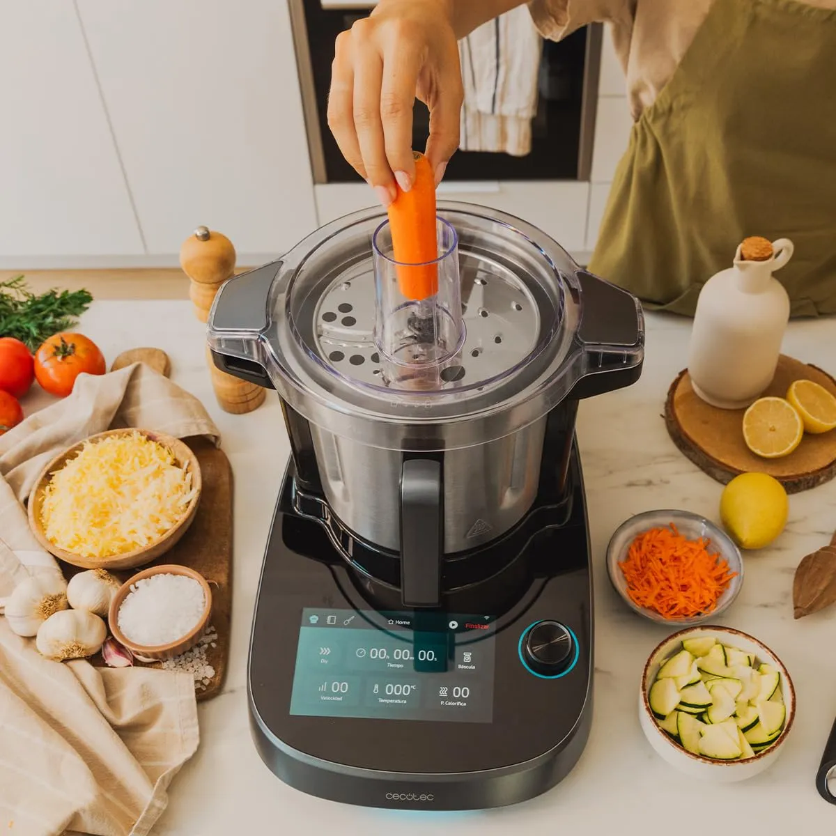 Cecotec Mambo CooKing Total Gourmet Robot da Cucina Multifunzione, 2200W, 45 Funzioni, Acciaio Inox, Brocche Unique e Victory 4.5L, Schermo Touch, App, AutoCleaning - immagine 8