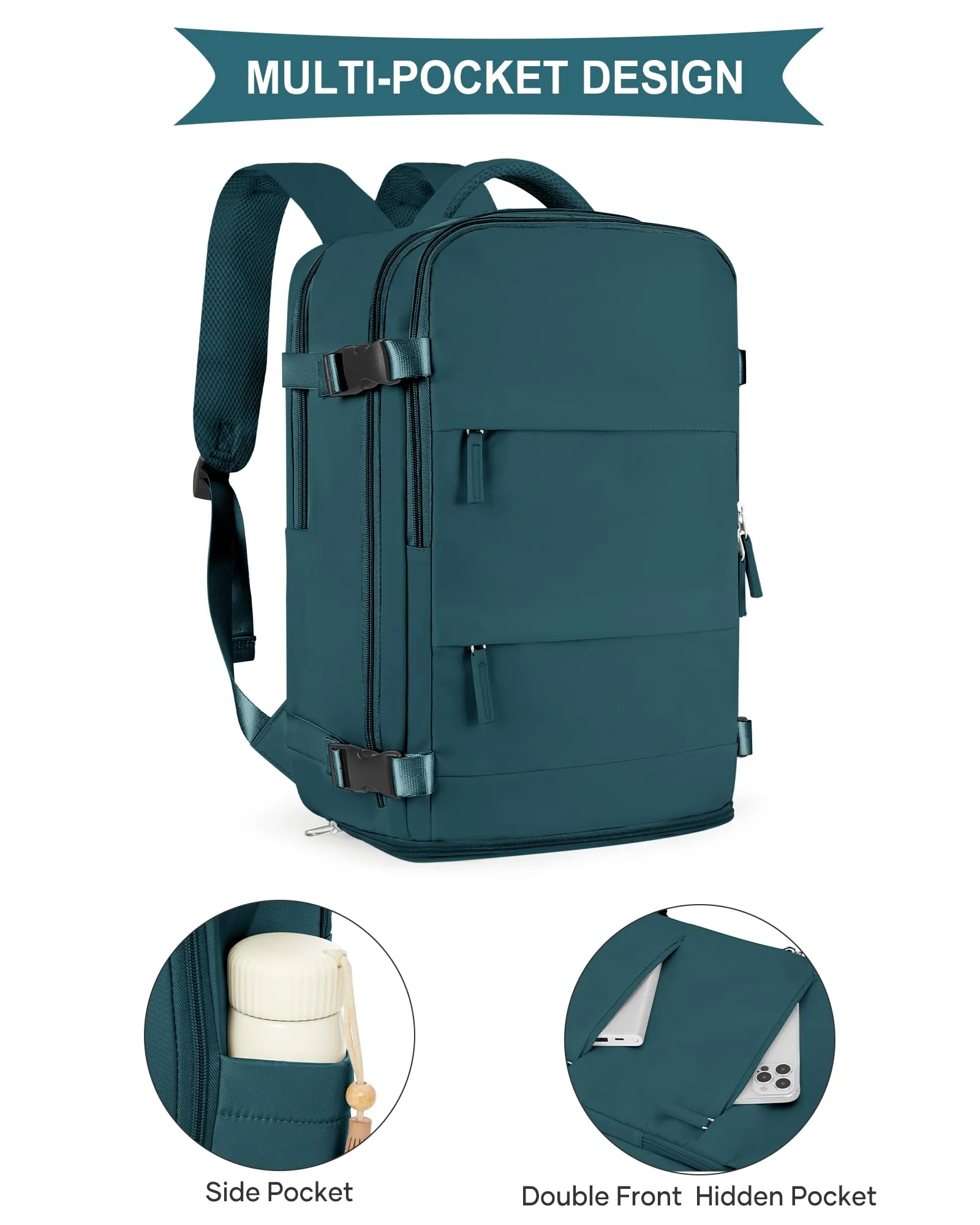 SZLX Zaino da Viaggio 40x30x20 per Ryanair e Wizzair, Impermeabile con Scomparto per Scarpe e Laptop da 14 Pollici - immagine 4