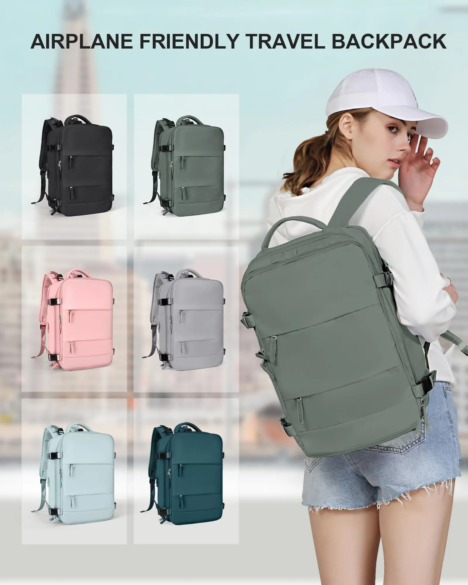 SZLX Zaino da Viaggio 40x30x20 per Ryanair e Wizzair, Impermeabile con Scomparto per Scarpe e Laptop 14 Pollici - immagine 9