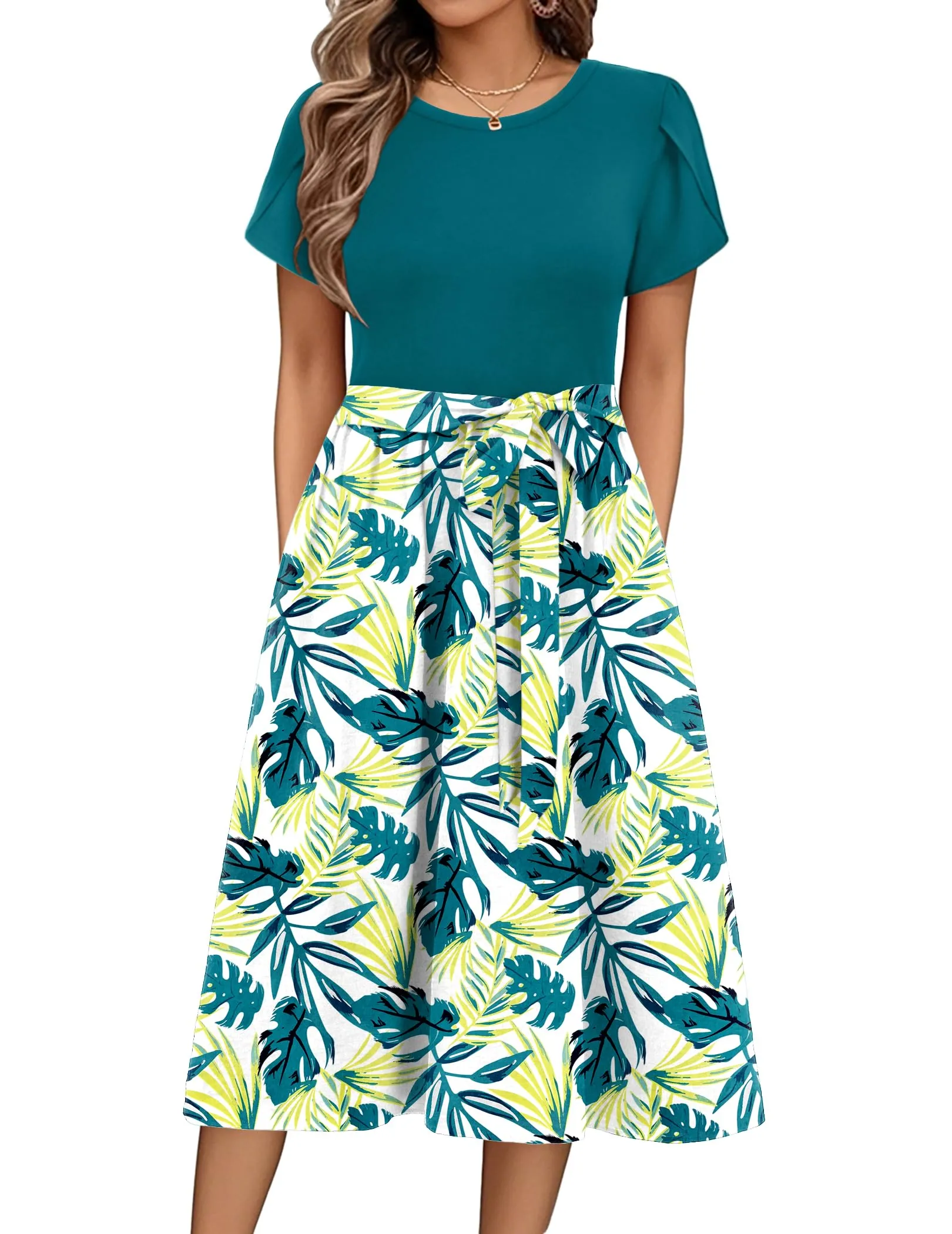 Zeagoo Vestito Donna Estivo Maniche Corte Abito Stampato Elegante da Spiaggia - immagine 1