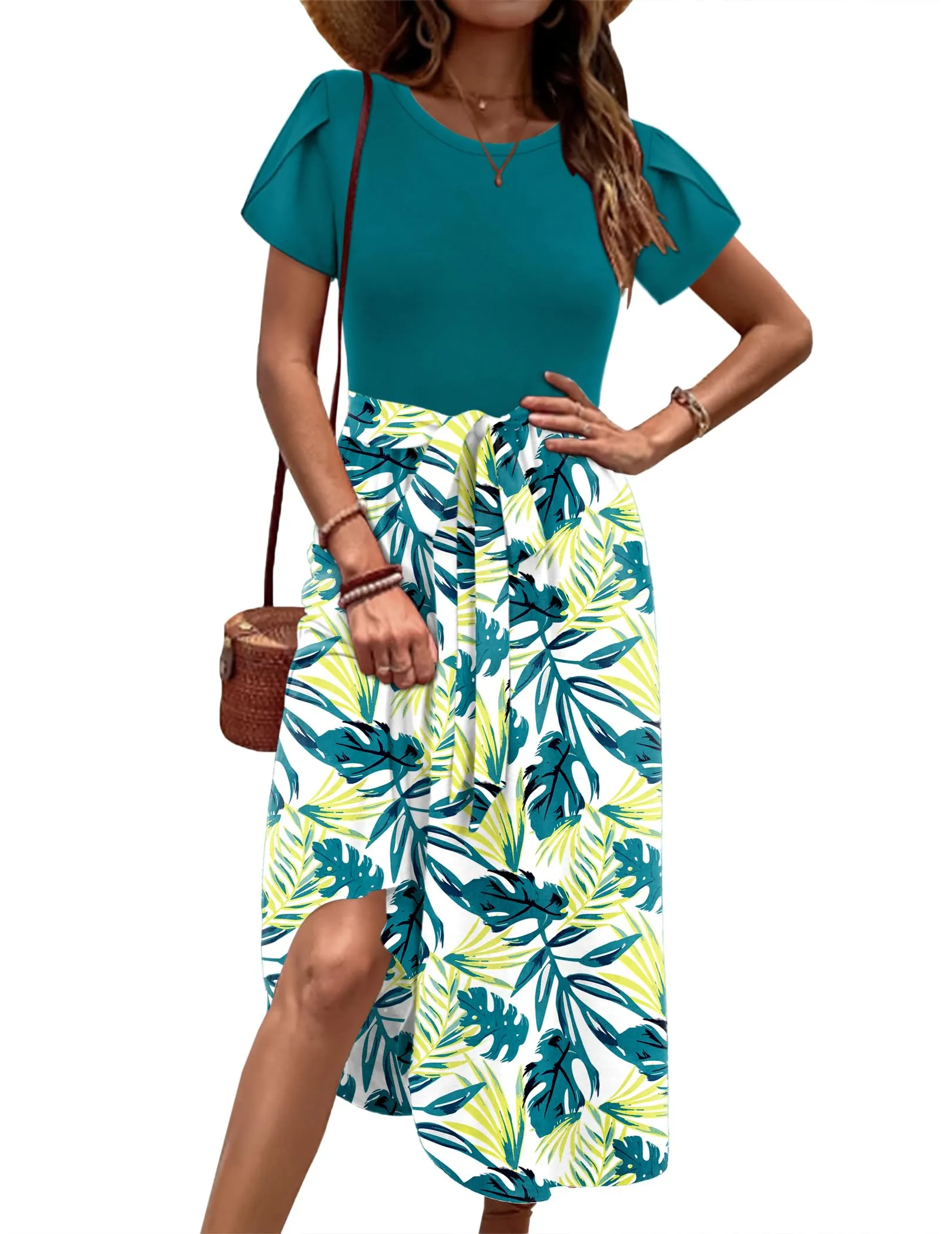 Zeagoo Vestito Donna Estivo Maniche Corte Abito Stampato Elegante da Spiaggia - immagine 2