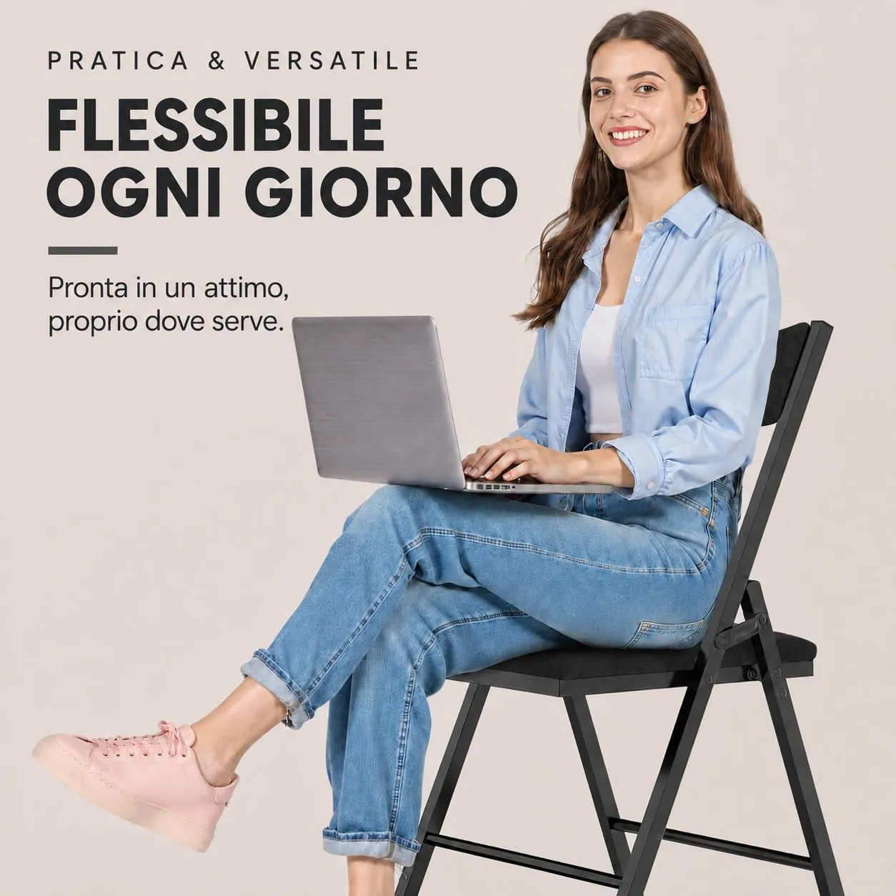 Asdsed Set di 6 Sedie Pieghevoli Imbottite in Velluto, Portata 180 kg, Nero - immagine 3