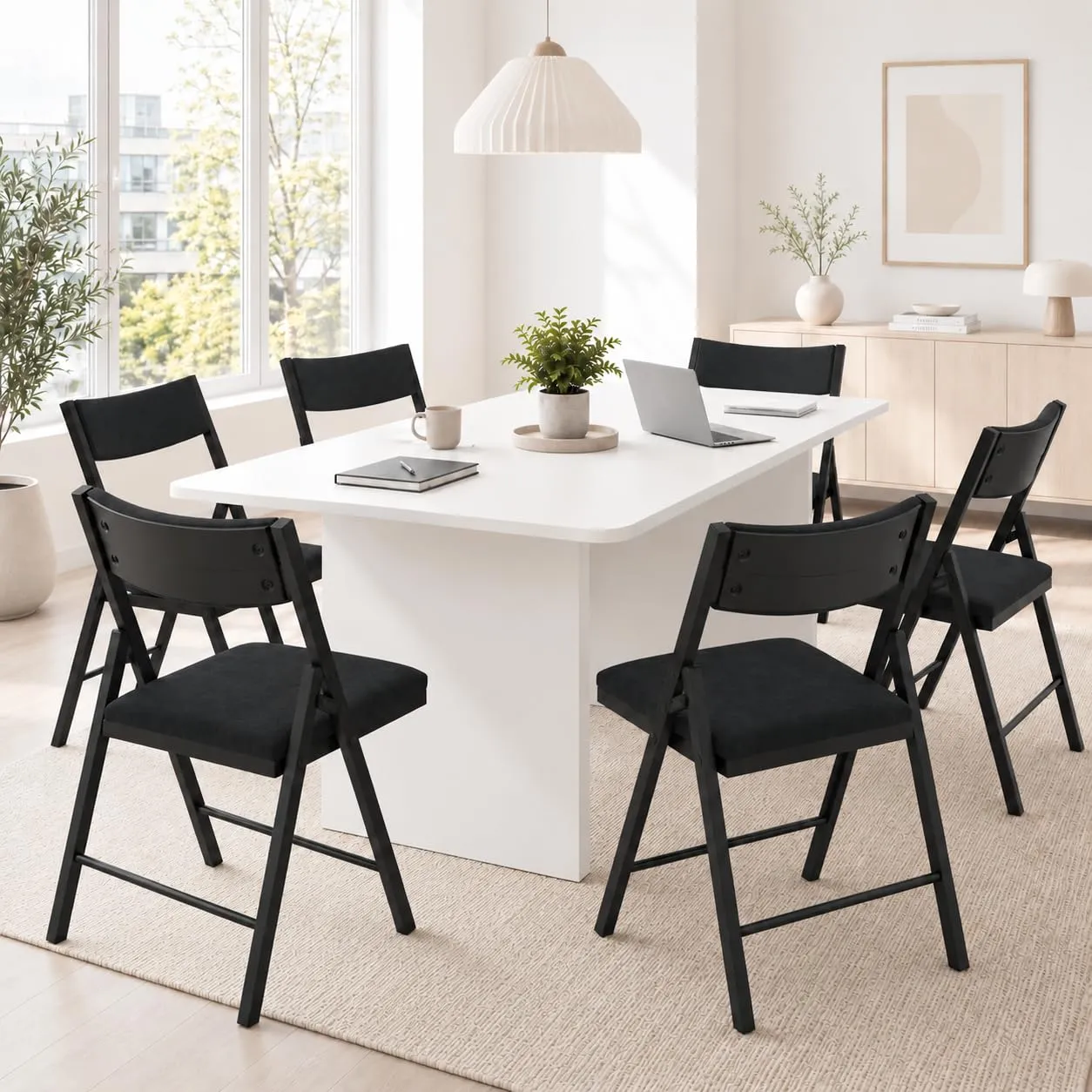 Asdsed Set di 6 Sedie Pieghevoli Imbottite in Velluto, Portata 180 kg, Nero - immagine 11