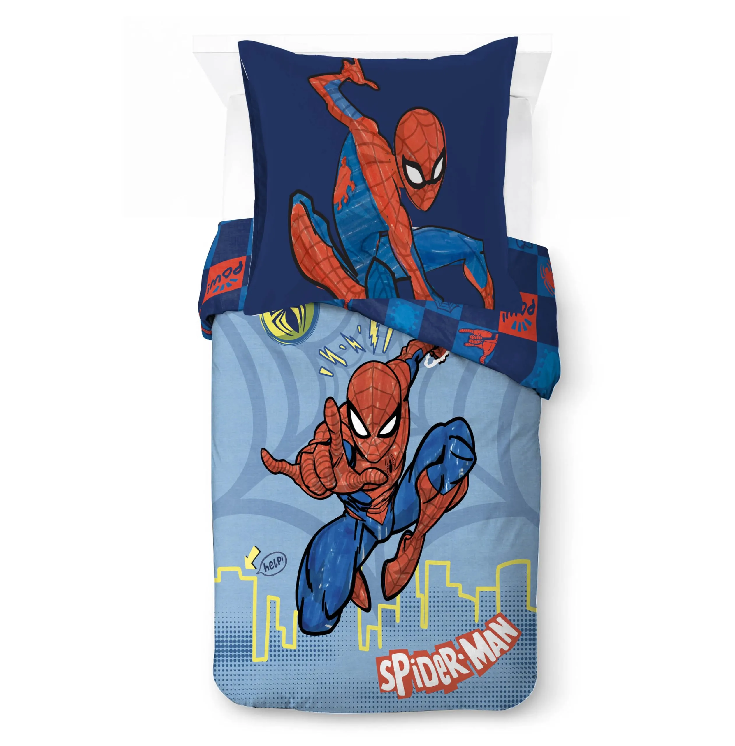 Jay Franco Set Copripiumino Singolo Marvel Spiderman Hero Power, 100% Cotone con Federa 80 x 80 cm - immagine 1