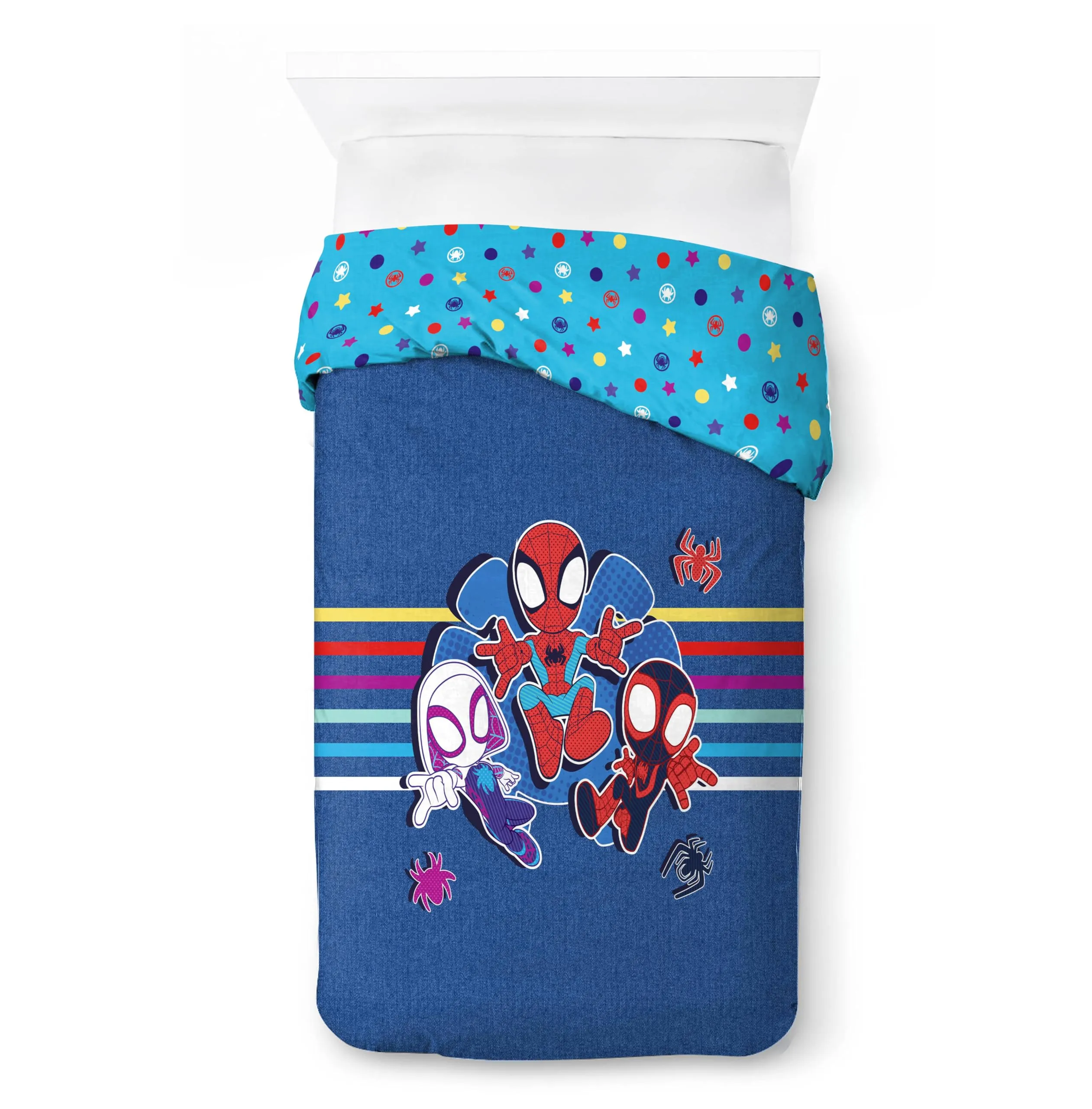 Jay Franco Set Copripiumino Singolo 100% Cotone con Federa 80x80 cm, Spiderman e i suoi fantastici amici (Marvel) - immagine 2