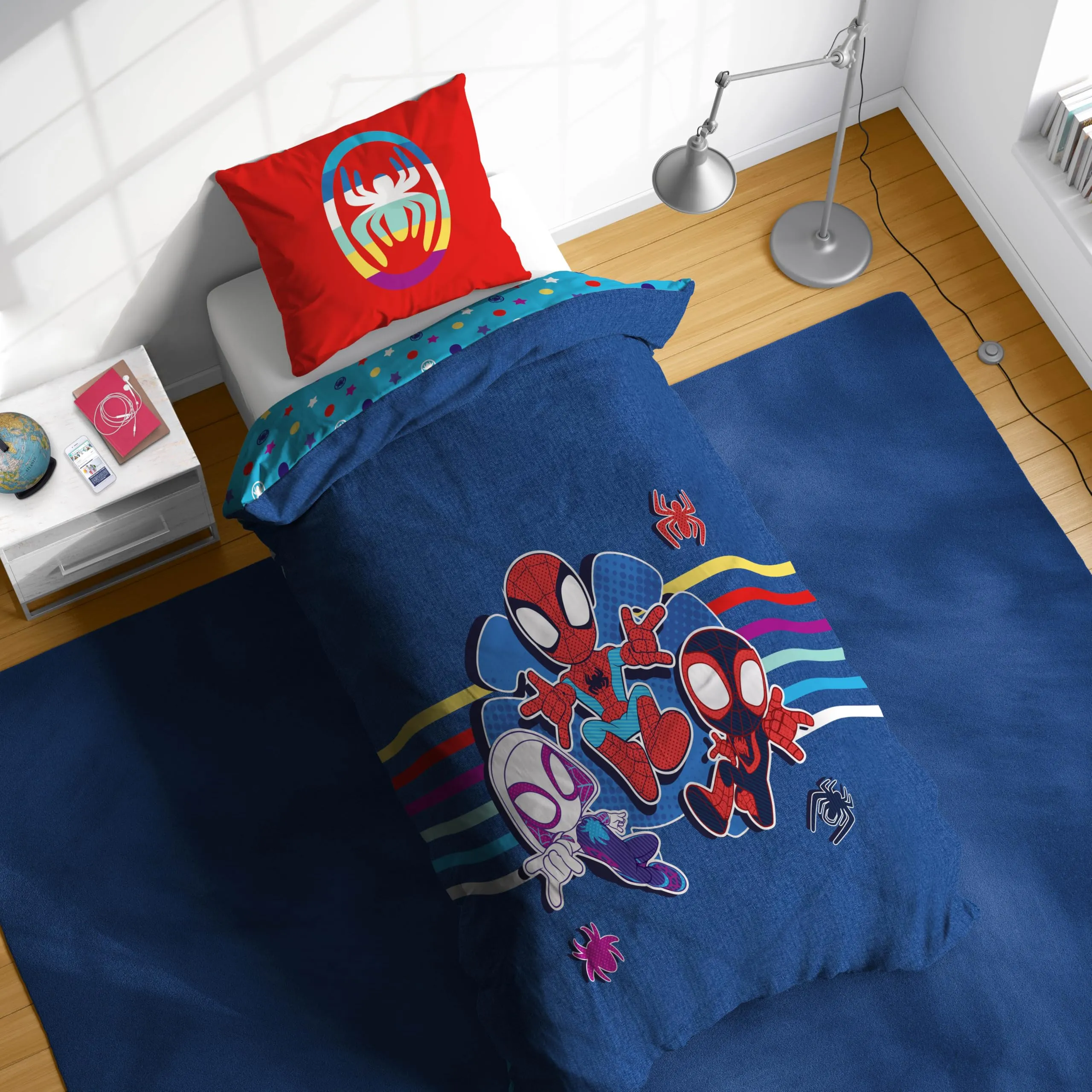 Jay Franco Set Copripiumino Singolo 100% Cotone con Federa 80x80 cm, Spiderman e i suoi fantastici amici (Marvel) - immagine 6