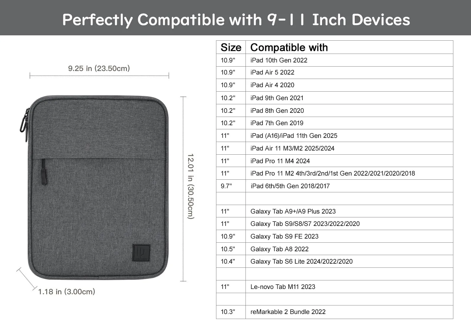 Dadanism Borsa Imbottita per Tablet 9-11 Pollici, Grigio Siderale - immagine 2