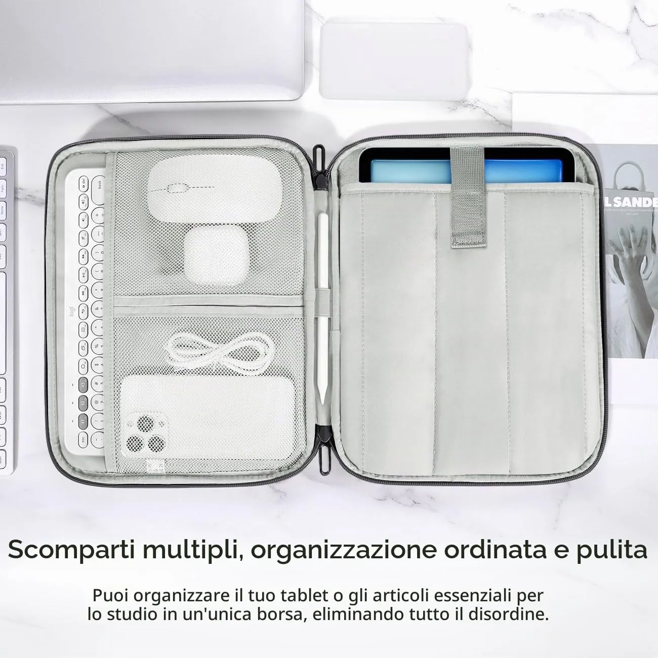 Dadanism Borsa Imbottita per Tablet 9-11 Pollici, Grigio Siderale - immagine 4