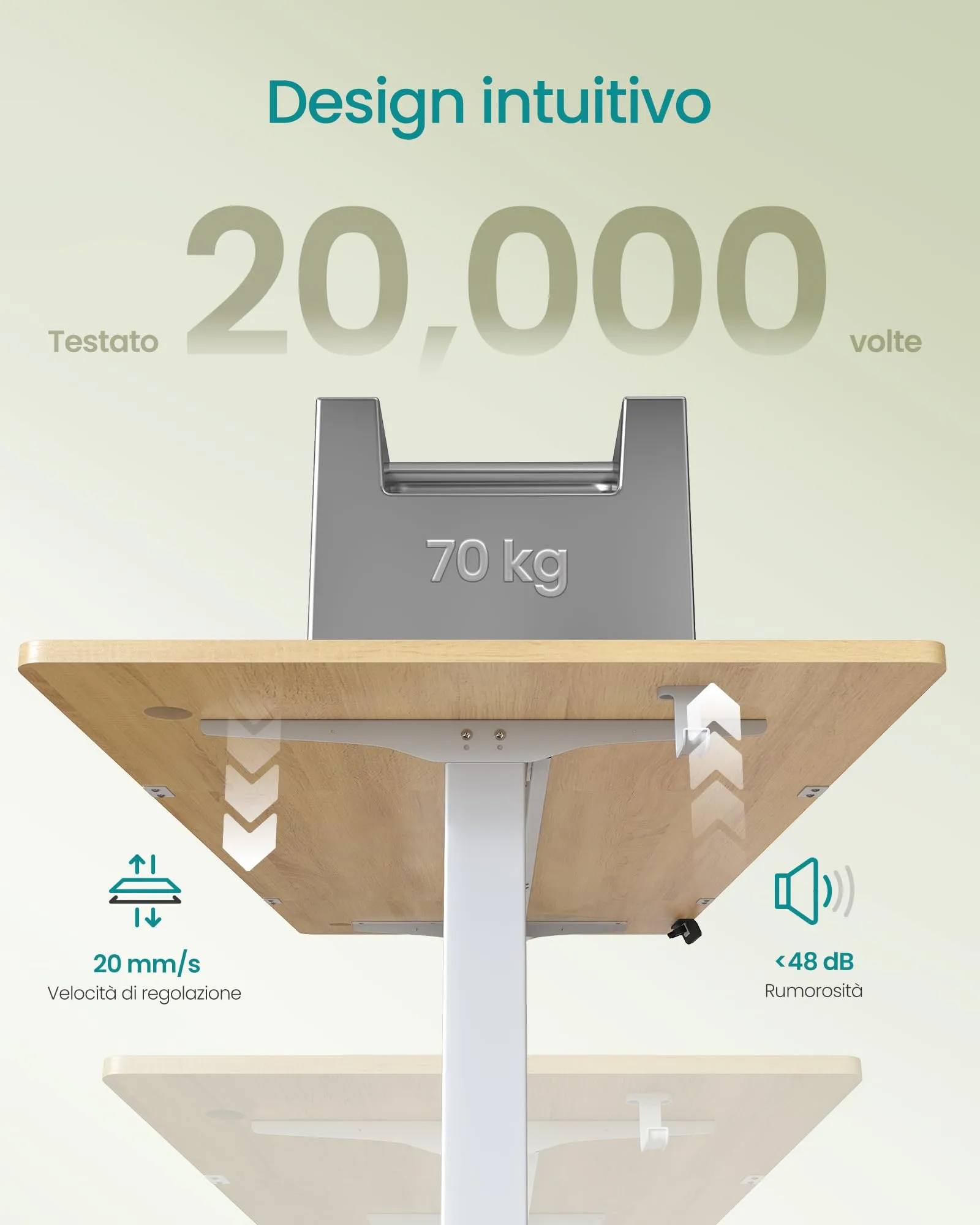 SONGMICS Scrivania Regolabile in Altezza Elettrica, 120 x 60 cm, Memoria per 4 Altezze, Porta USB-C, Rovere Dorato LSD132YA01 - immagine 6