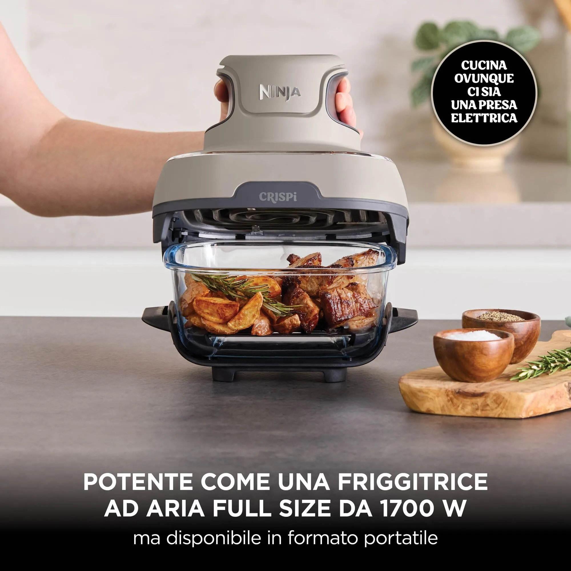Ninja CRISPi Friggitrice ad Aria Portatile 3,8L, Pietra - immagine 5