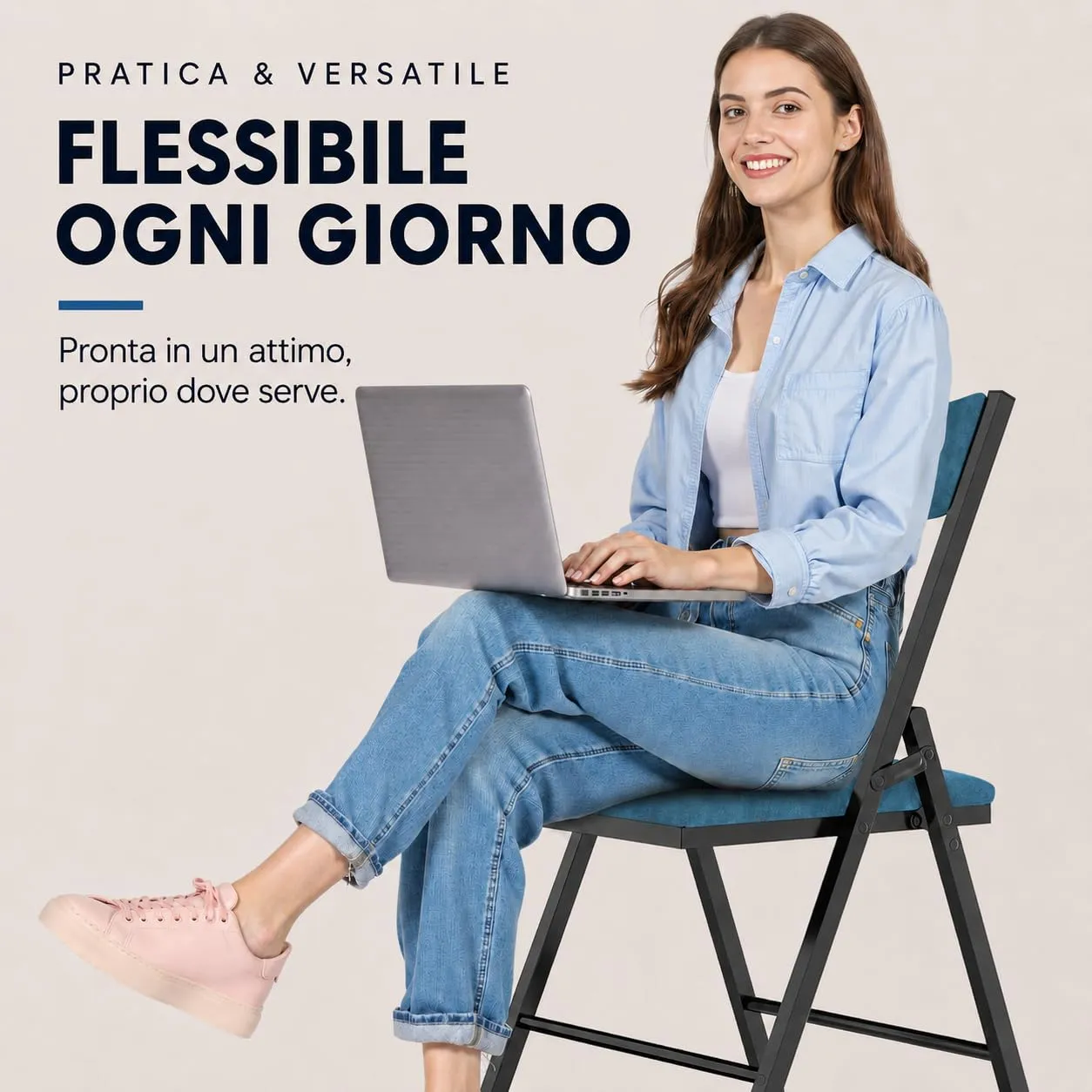 Asdsed Set di 4 Sedie Pieghevoli Imbottite in Velluto, Portata 180 kg, Blu - immagine 4