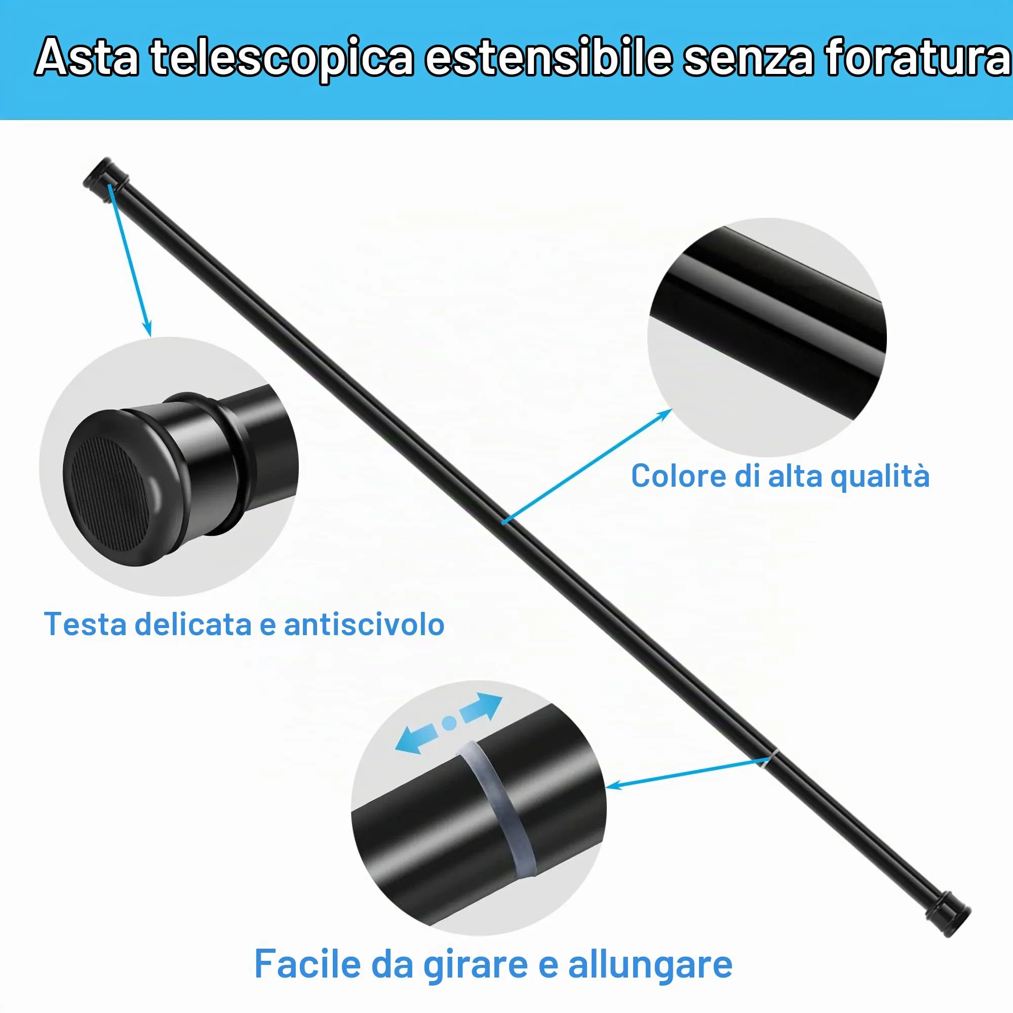 Aiitomg Bastone Tenda a Pressione, 46-70cm, Diametro 25mm, Bianco - immagine 4