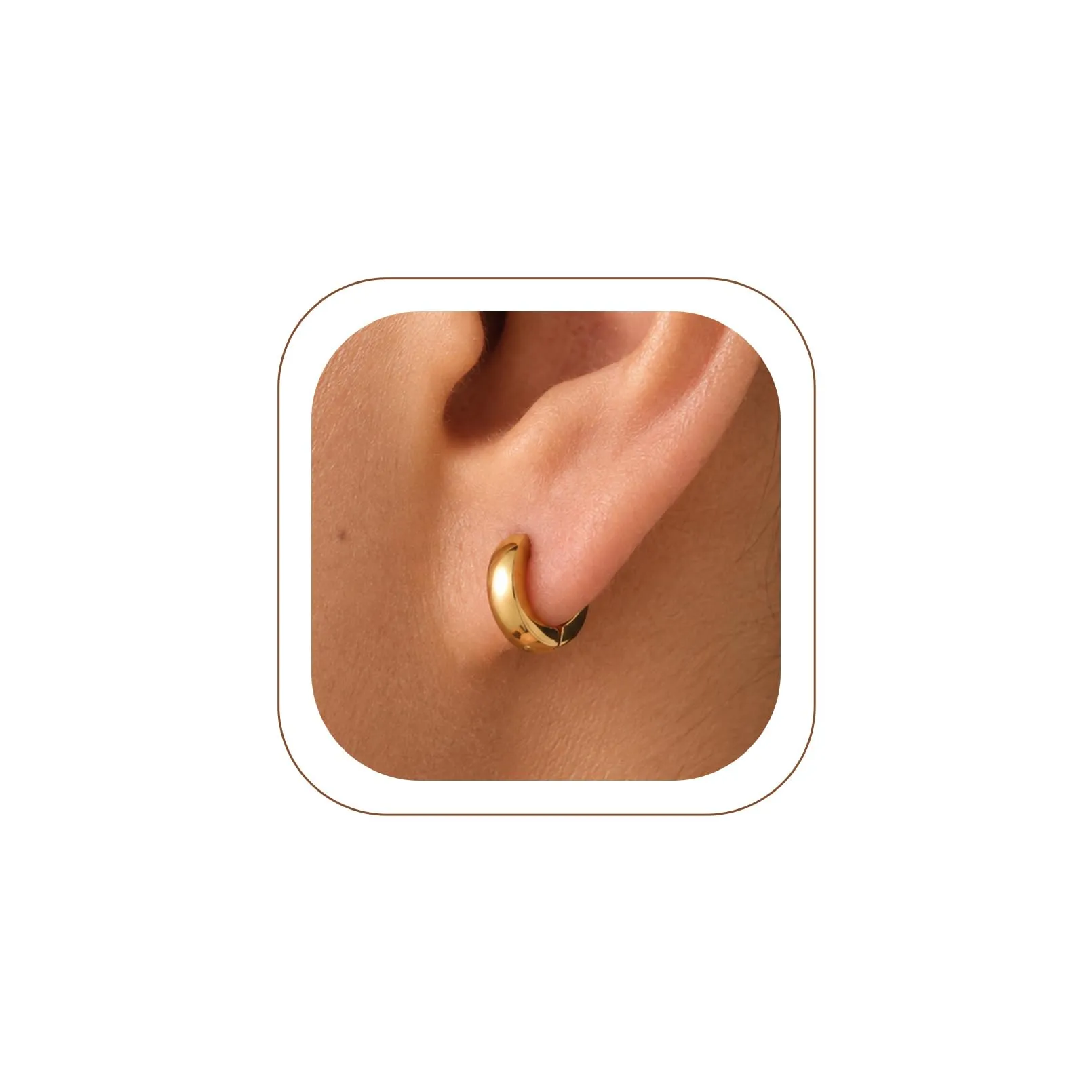 U7 Orecchini Uomo Oro Cerchio Piccolo 7 mm Acciaio Inossidabile Larghezza 3mm - immagine 1