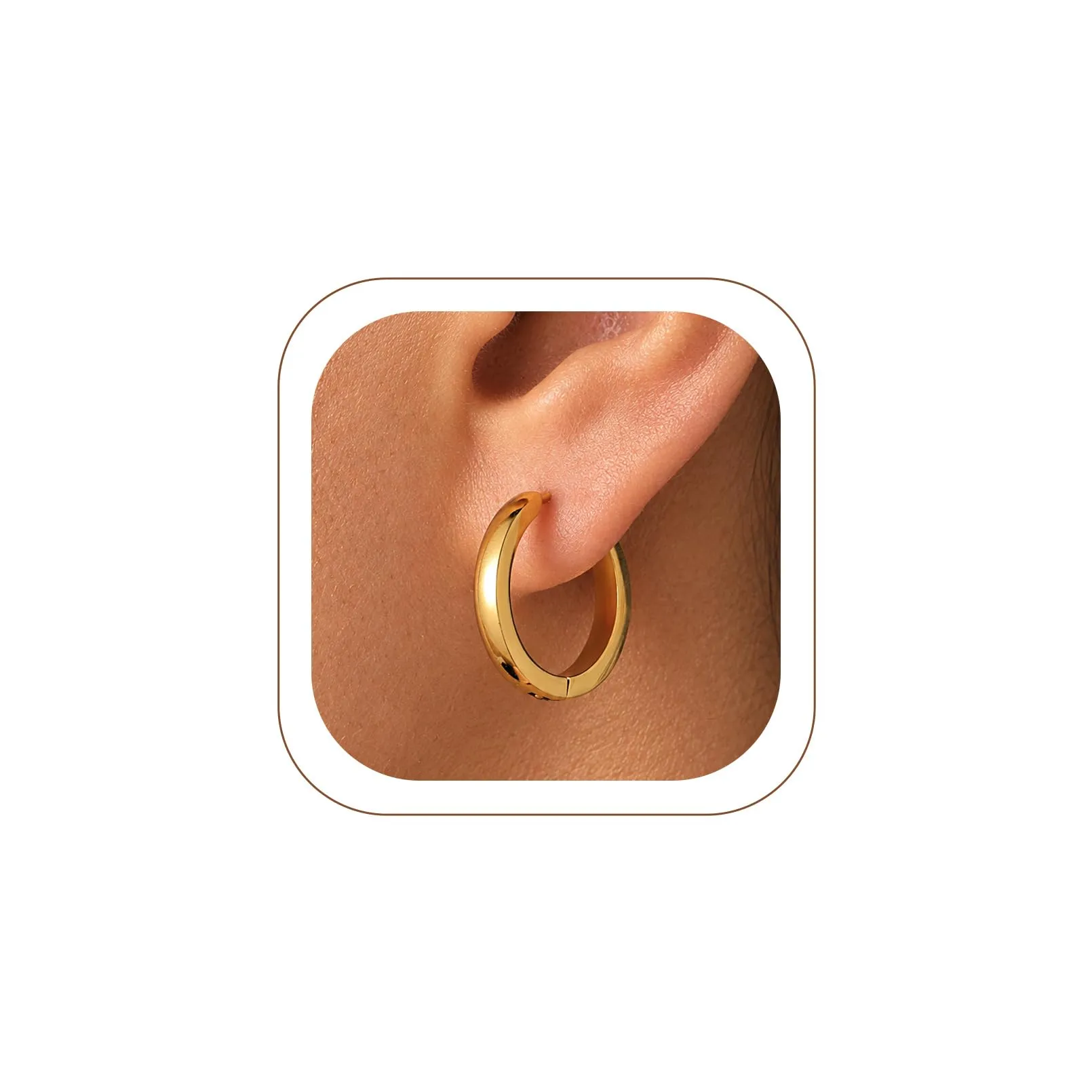 U7 Orecchini a Cerchio Uomo in Acciaio Inossidabile Oro, 16 mm x 3 mm - immagine 1