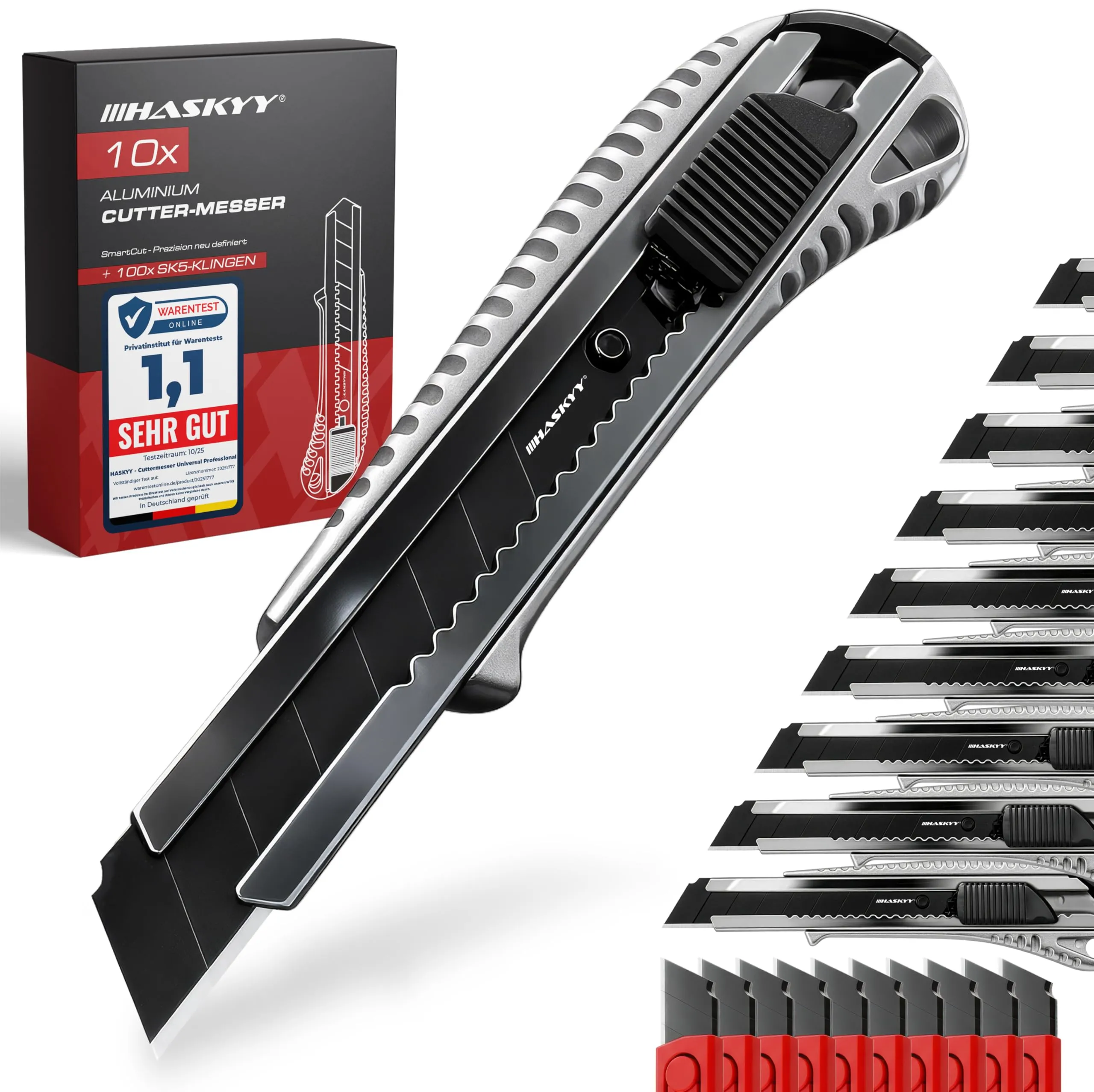 HASKYY Set Professionale 10 Taglierini e 100 Lame SK5 18mm Kit Quick-Change - immagine 1
