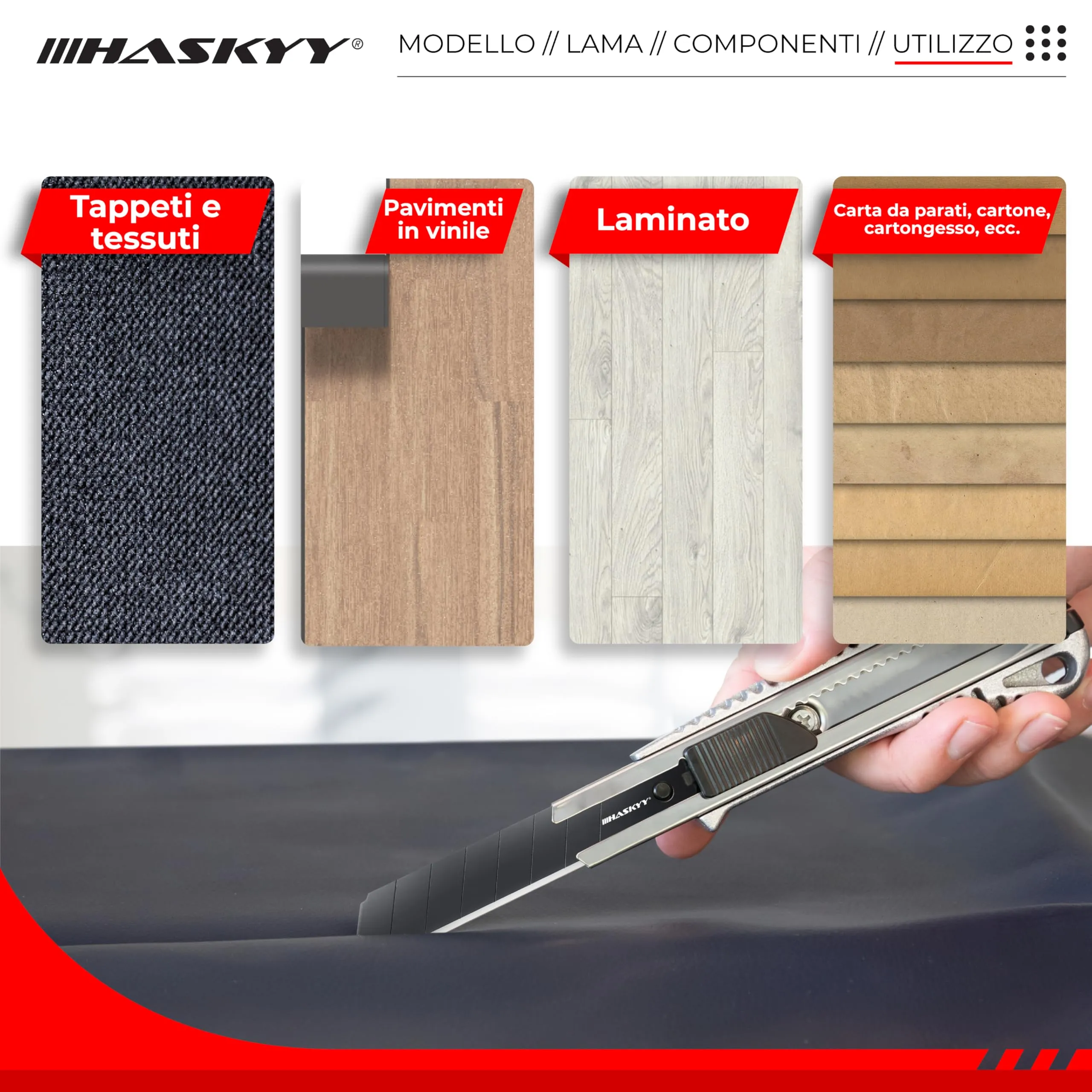 HASKYY Set Professionale 10 Taglierini e 100 Lame SK5 18mm Kit Quick-Change - immagine 8