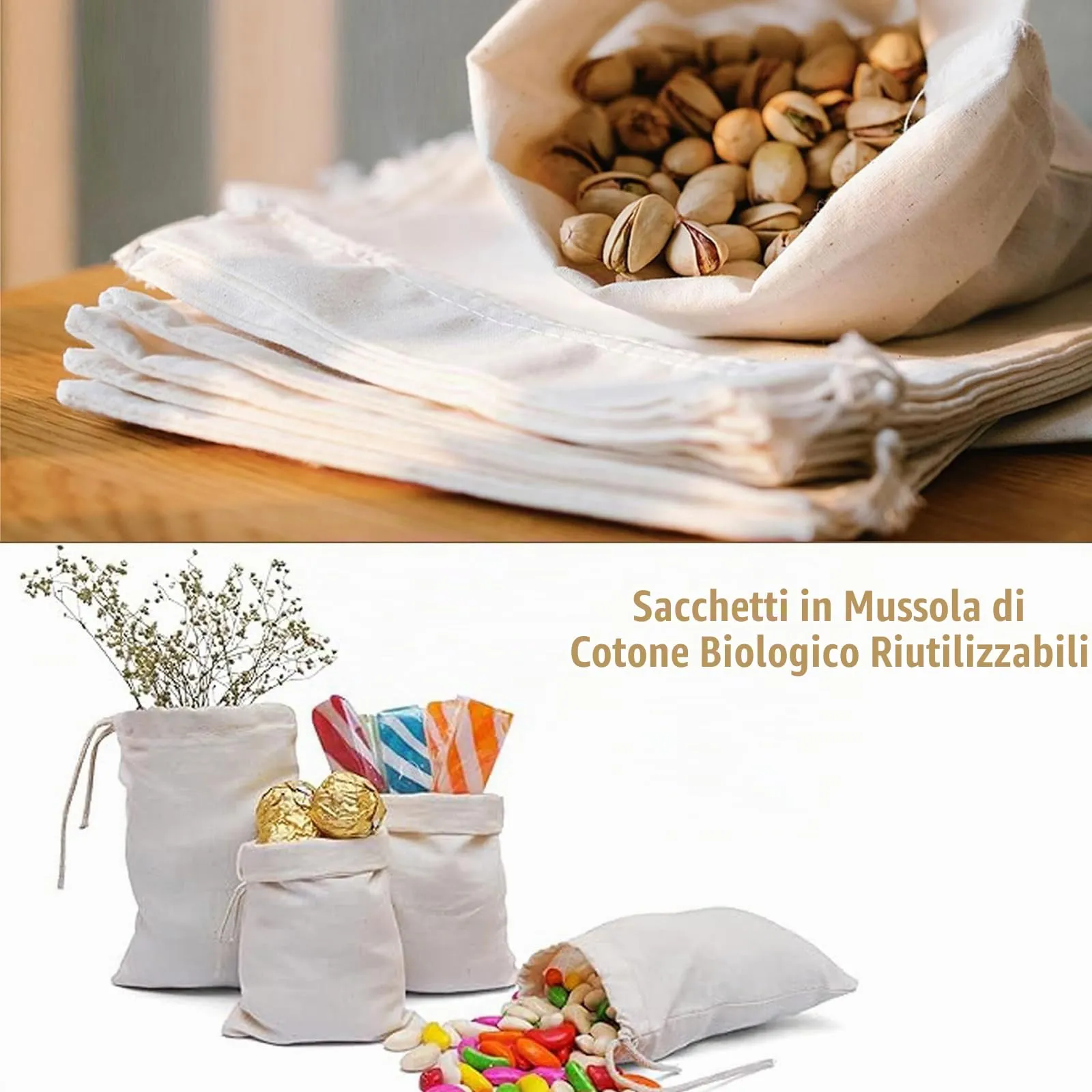 Leylve 24 Sacchetti in Cotone con Coulisse, 10 x 15 cm - immagine 4