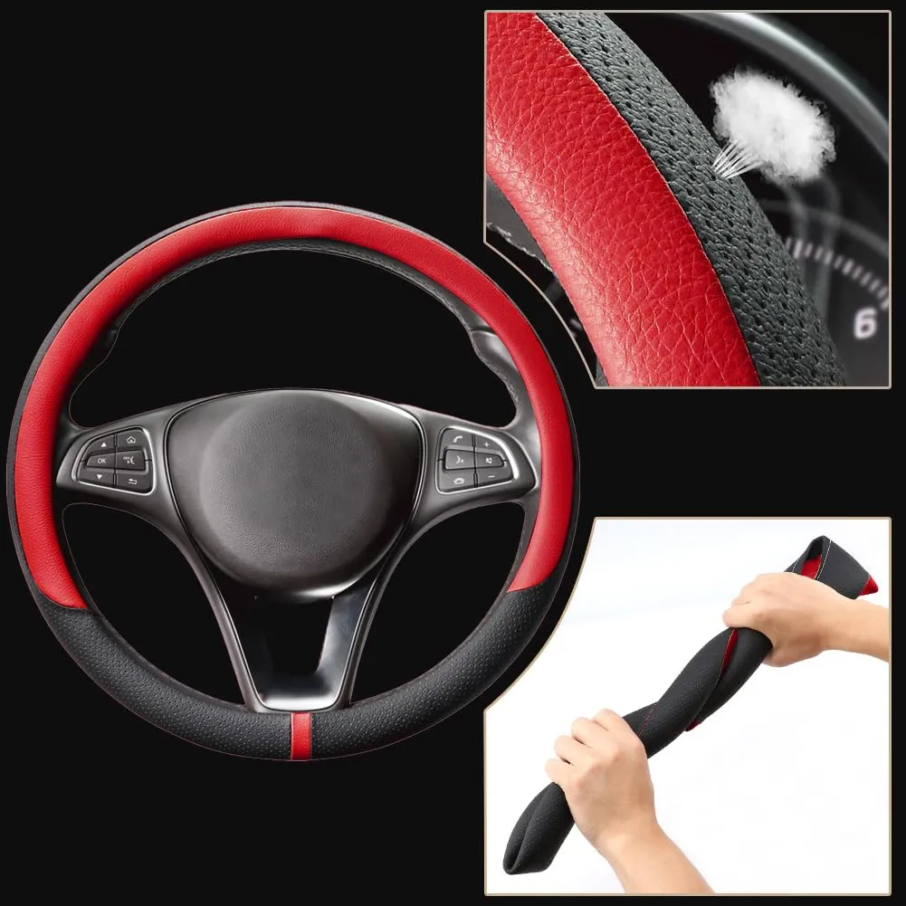 COFIT Coprivolante in Pelle Microfibra Traspirante e Antiscivolo Universale M 37-38cm, Rosso e Nero - immagine 2