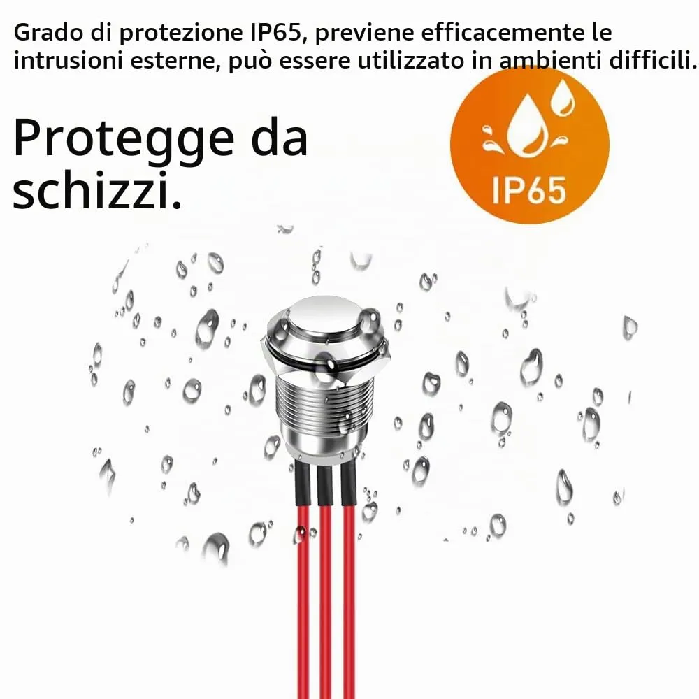 Gebildet Pulsante a Scatto in Metallo Impermeabile 12mm, 3 pin NO/NC, 1A 12V/24V/125V/250V CA, 2 Pezzi - immagine 4