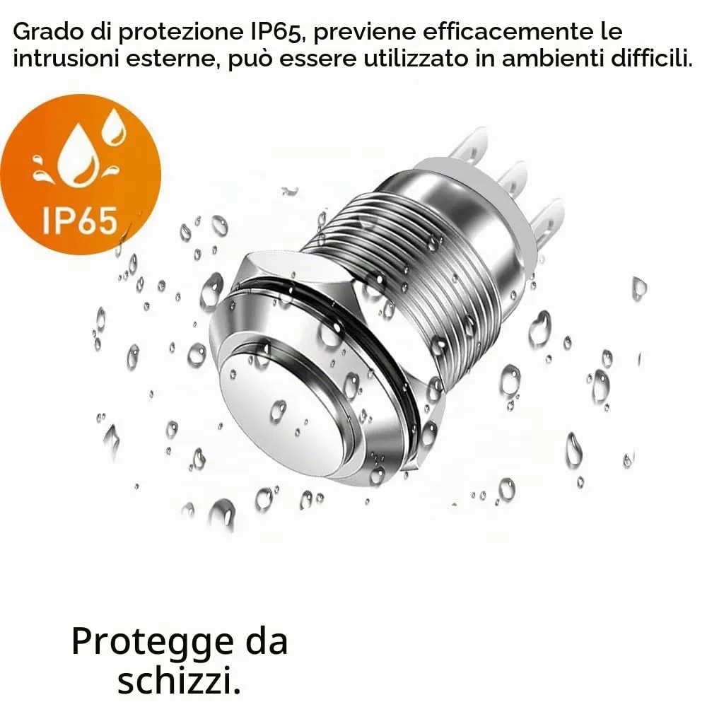 Gebildet 12mm Impermeabile Pulsante a Scatto in Metallo 3 pin NO/NC On Off 1A 12V/24V/125V/250V CA (3 Pezzi) - immagine 4