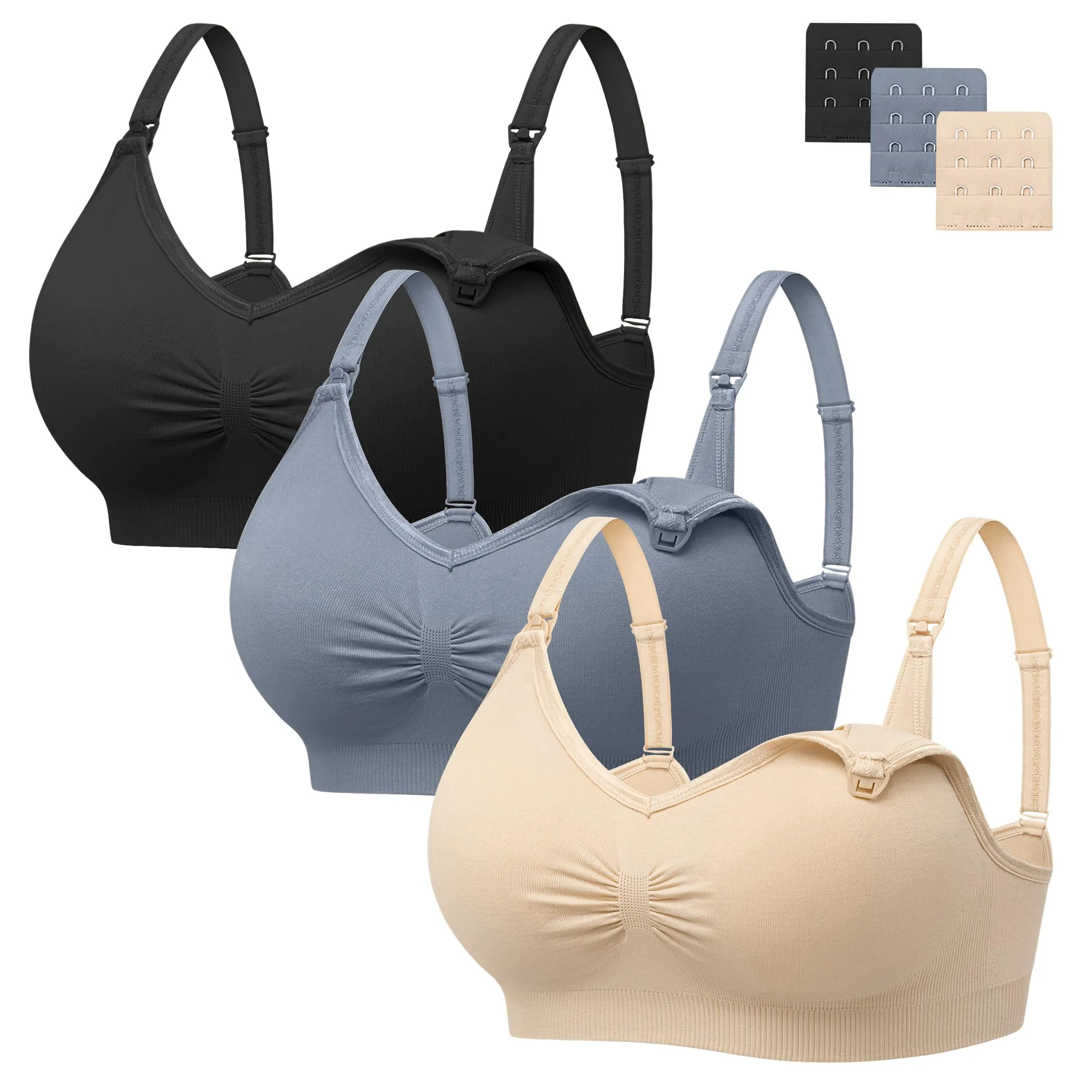 HBselect Set di 3 Reggiseni allattamento con Estensioni per Donna - immagine 1