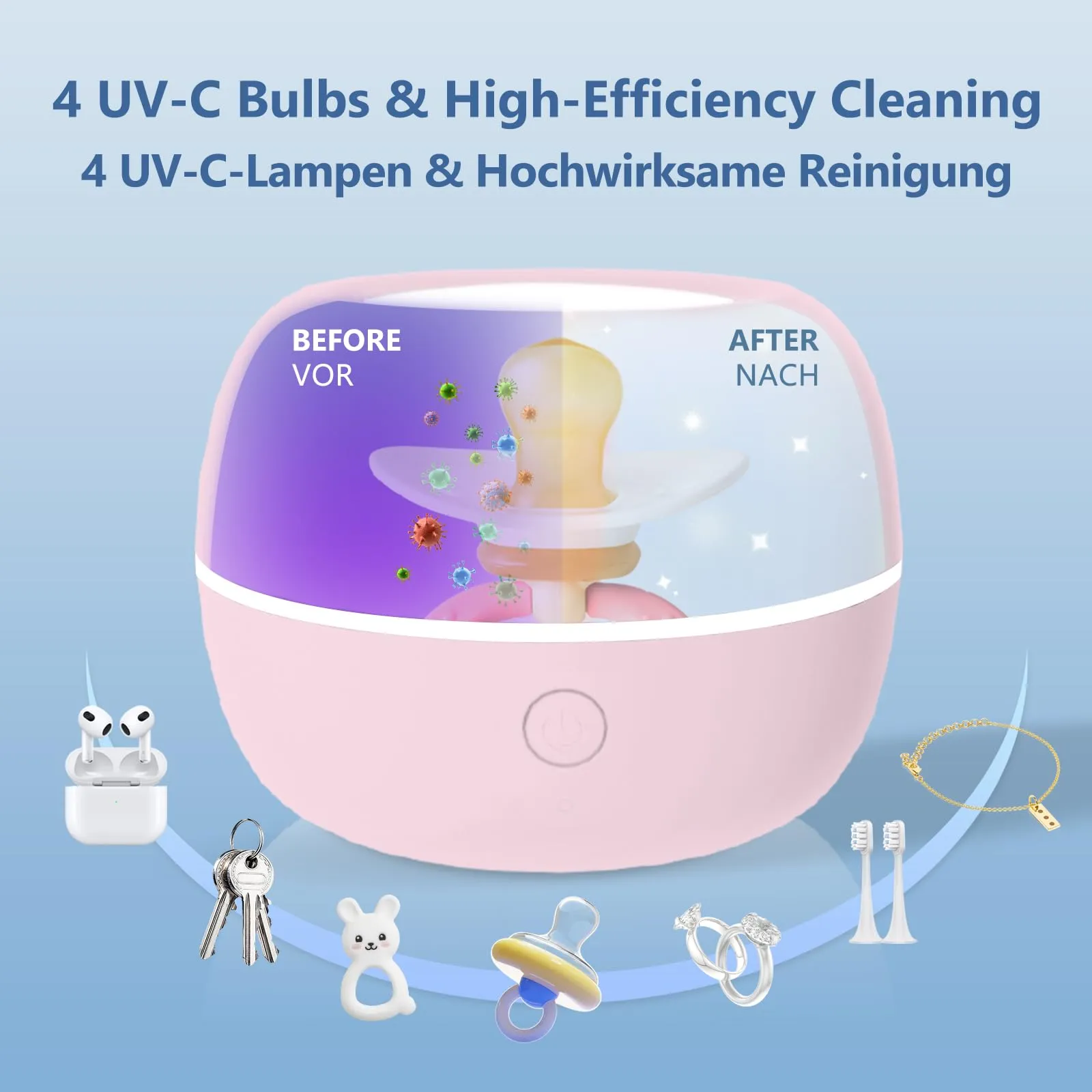 MOMMED Sterilizzatore UV Portatile per Succhietti, Rosa - immagine 4