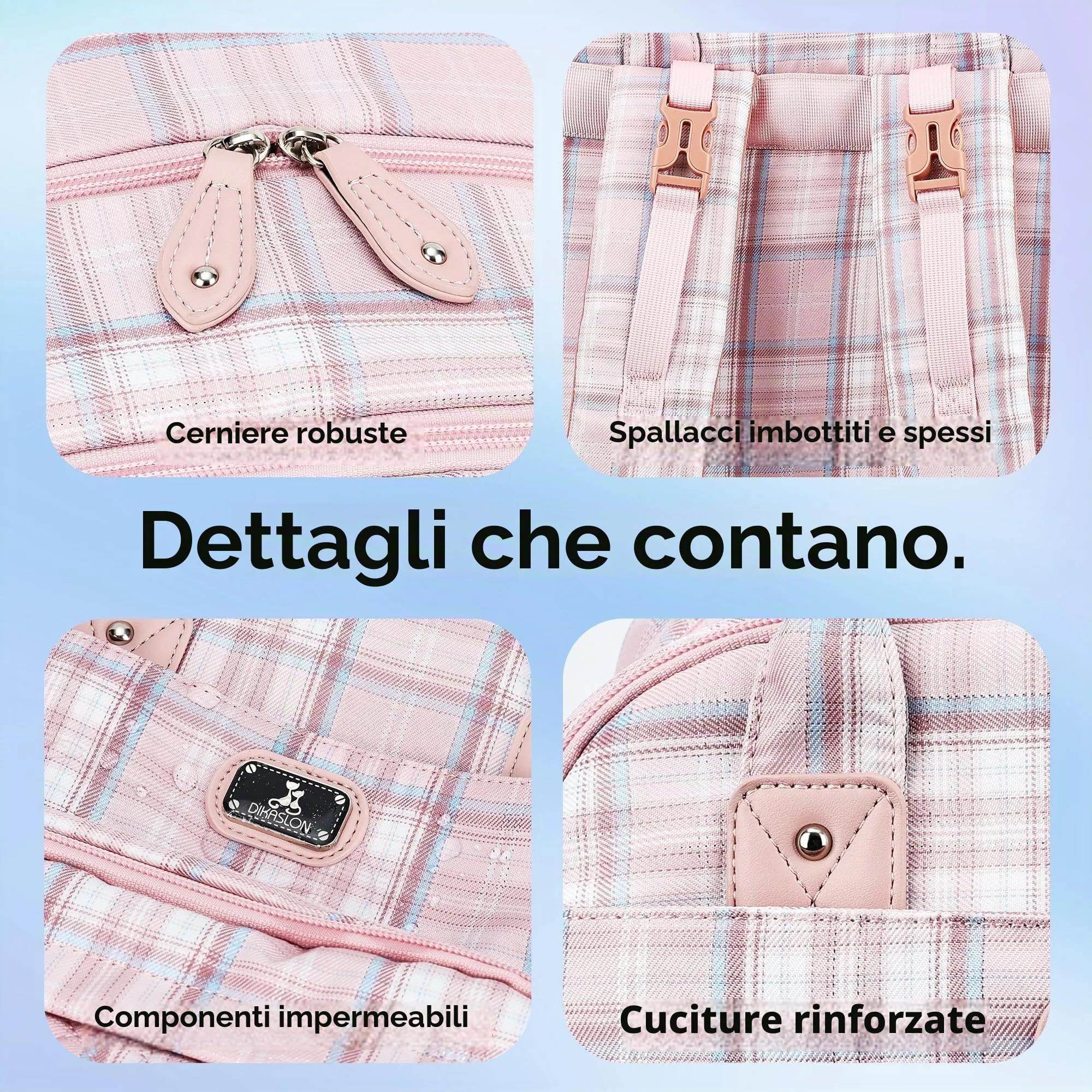 Dikaslon Zaino Fasciatoio Multifunzione con Fasciatoio Portatile e Porta Ciuccio, Strisce Rosa - immagine 5