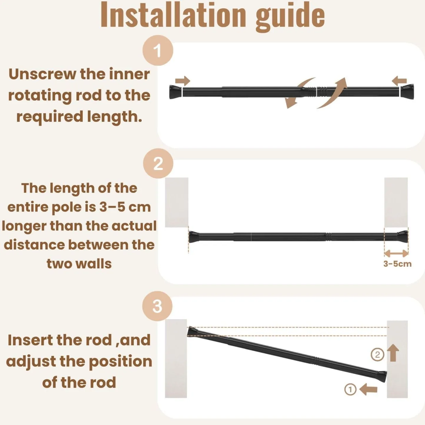 Rod&Trikin Asta di Tensione per Tende e Doccia, Estensibile 46-70cm, Argento - immagine 7
