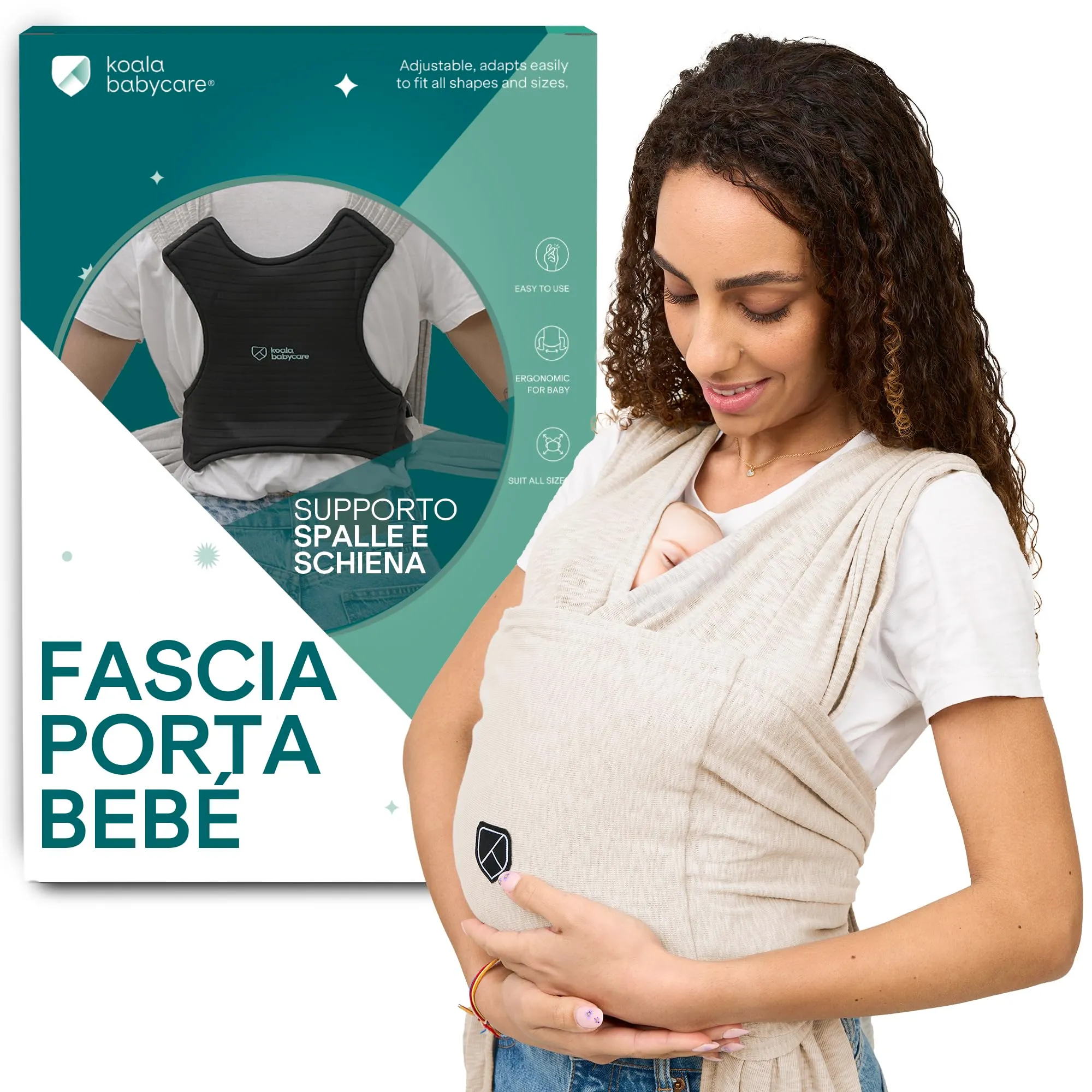 Koala Babycare Fascia Porta Bebe Neonato Regolabile fino a 9kg - Antracite - immagine 1