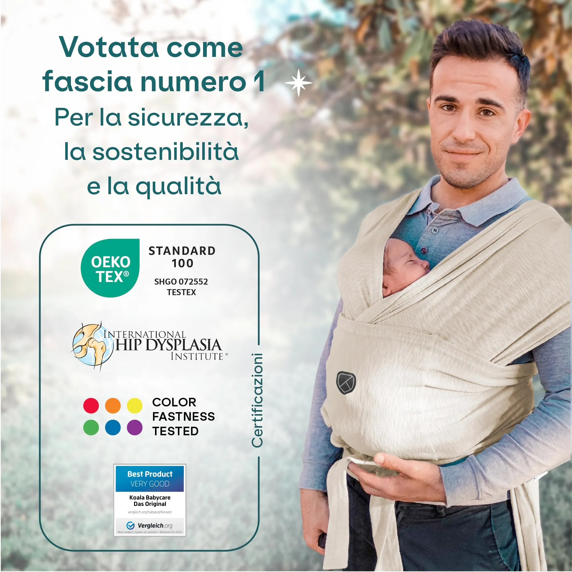 Koala Babycare Fascia Porta Bebe Neonato Regolabile fino a 9kg - Antracite - immagine 2