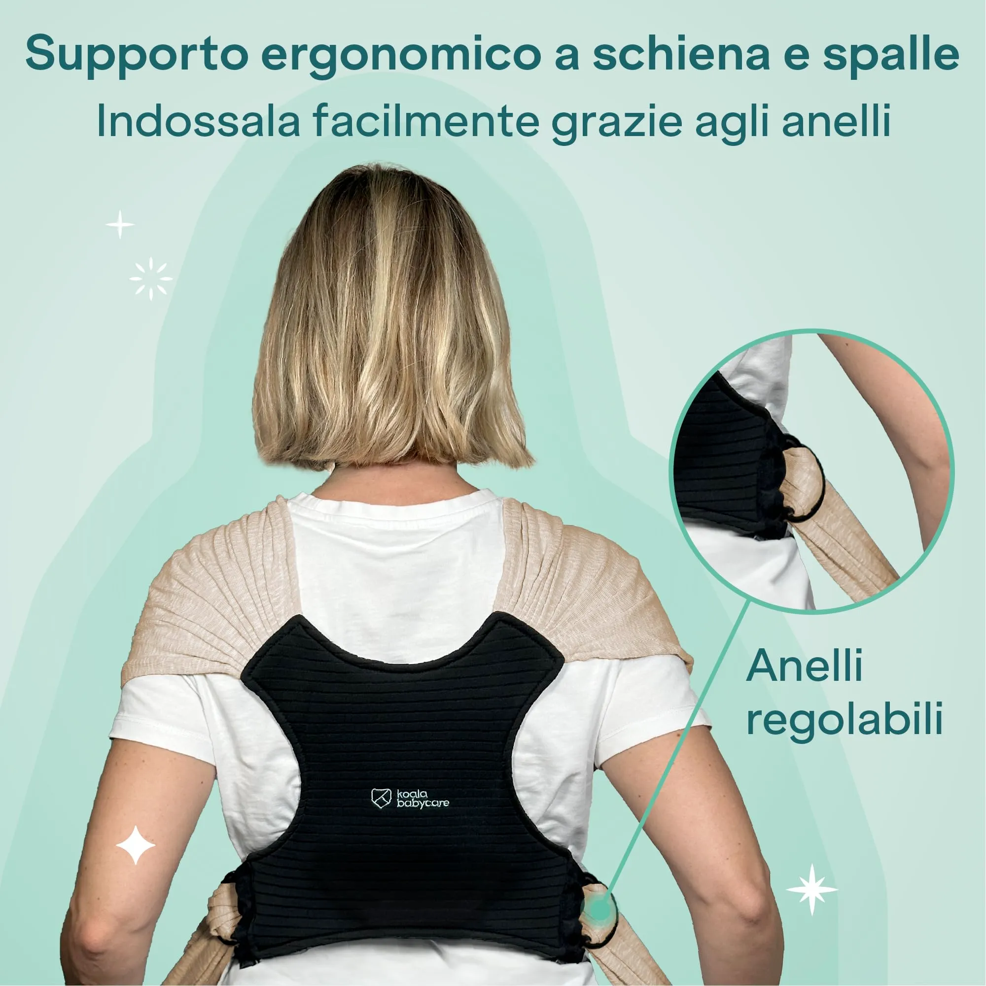 Koala Babycare Fascia Porta Bebe Neonato Regolabile fino a 9kg - Antracite - immagine 5