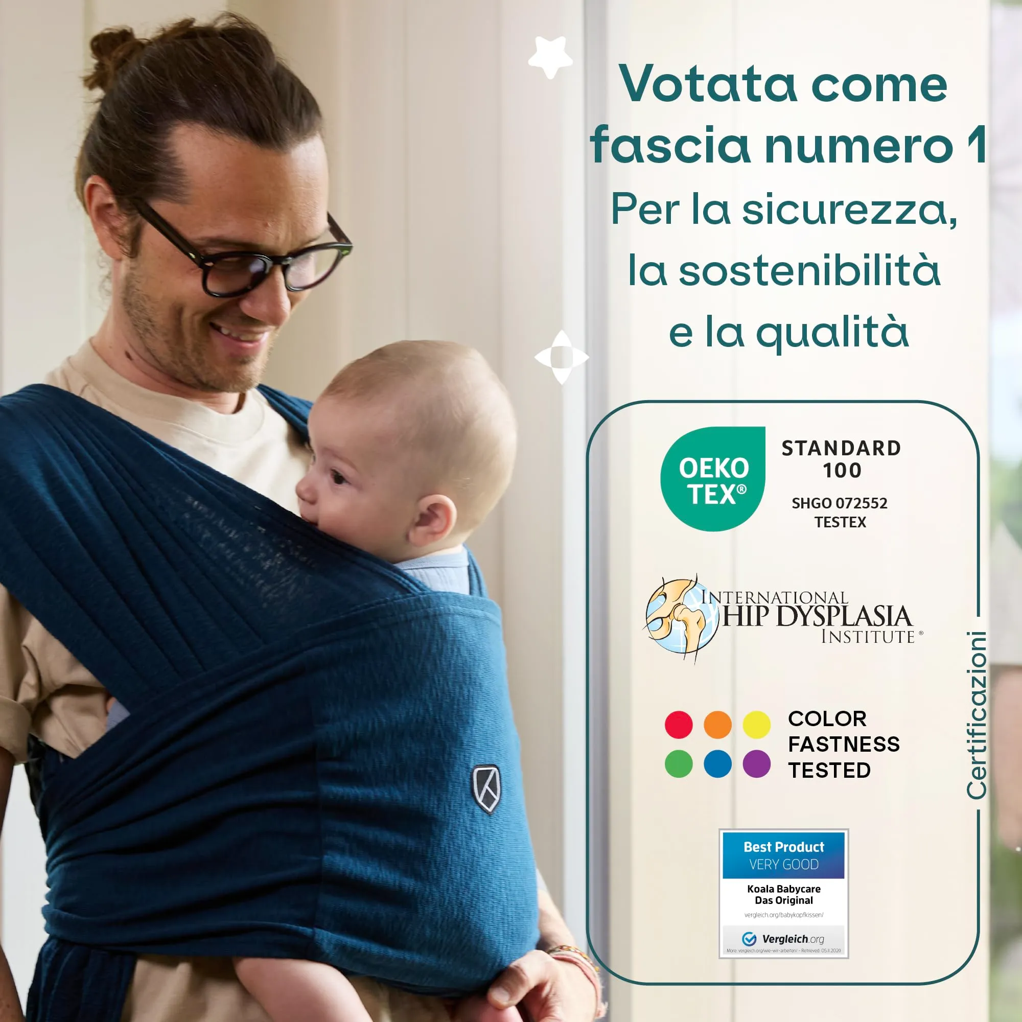 Koala Babycare Fascia Porta Bebe Neonato Regolabile Unisex, Fino a 9kg, Antracite - immagine 2