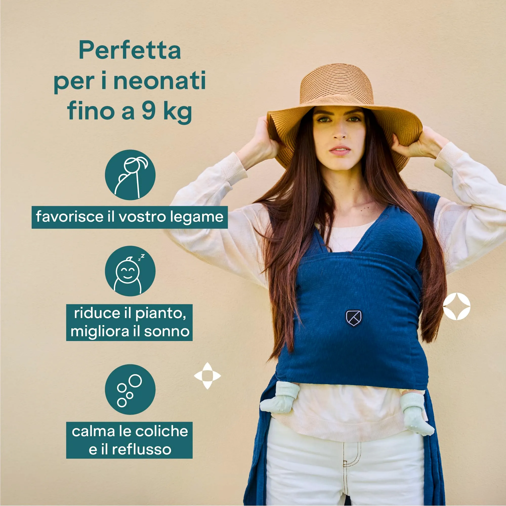 Koala Babycare Fascia Porta Bebe Neonato Regolabile Unisex, Fino a 9kg, Antracite - immagine 4