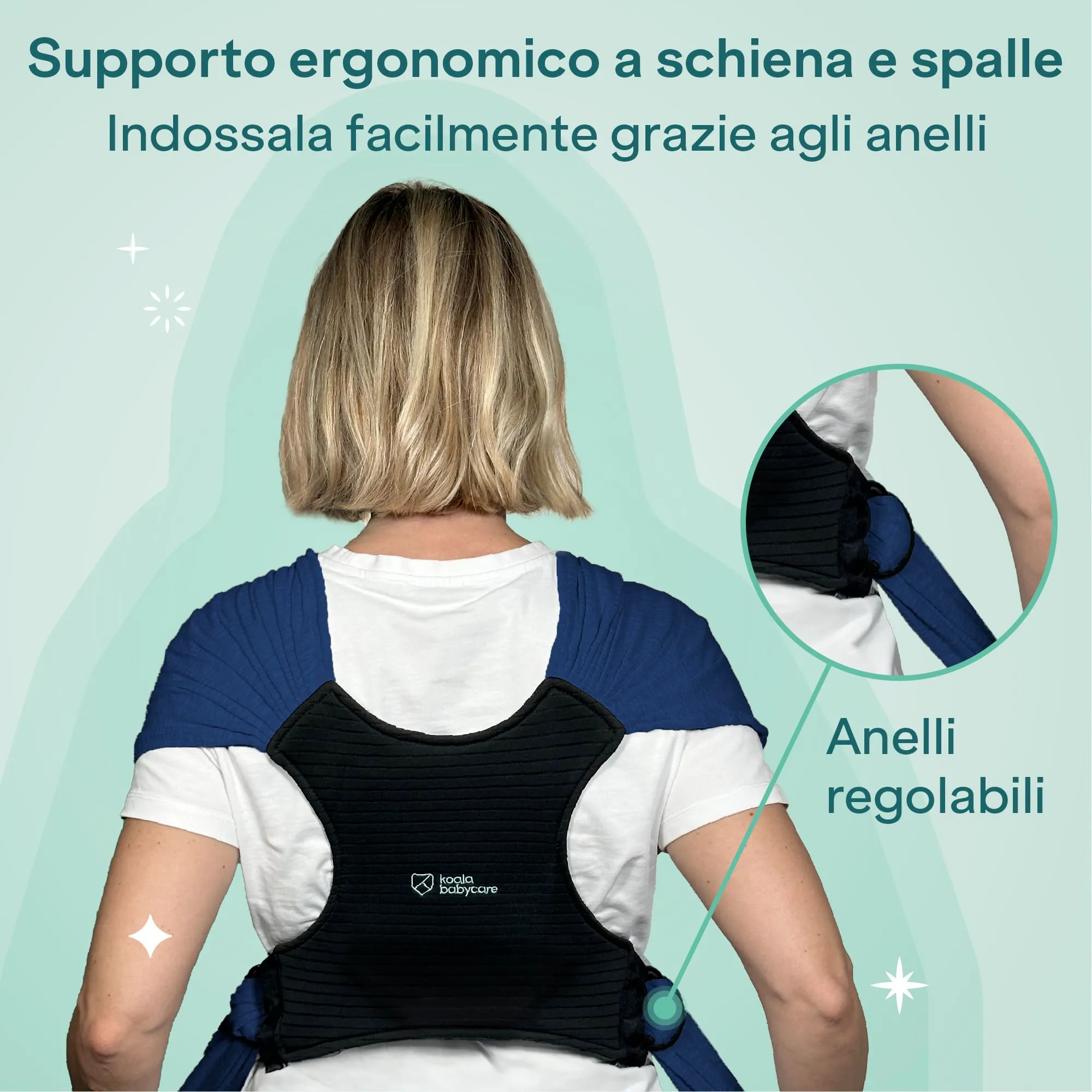 Koala Babycare Fascia Porta Bebe Neonato Regolabile Unisex, Fino a 9kg, Antracite - immagine 5