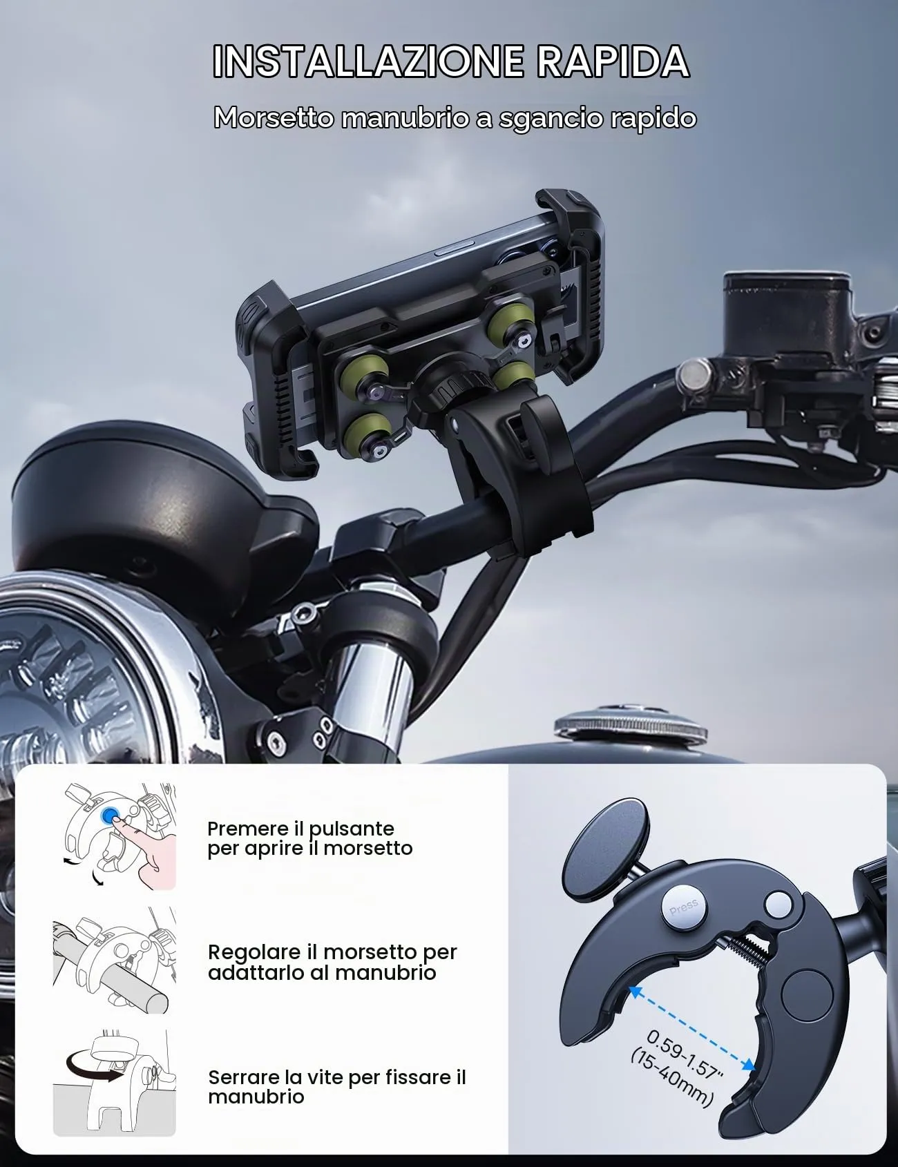Lamicall Supporto Telefono Moto Antivibrazione Doppio Ammortizzatore - immagine 6