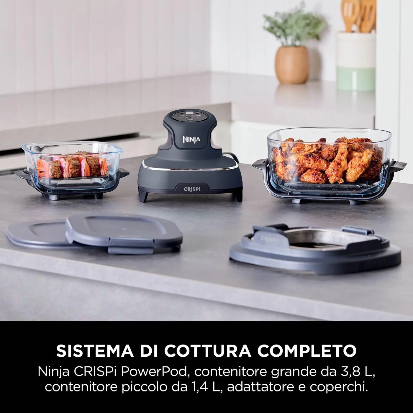 Ninja CRISPi Friggitrice ad Aria Portatile, 3,8L, Grigio - immagine 2