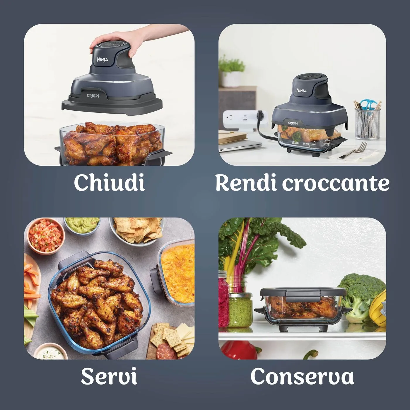 Ninja CRISPi Friggitrice ad Aria Portatile, 3,8L, Grigio - immagine 10