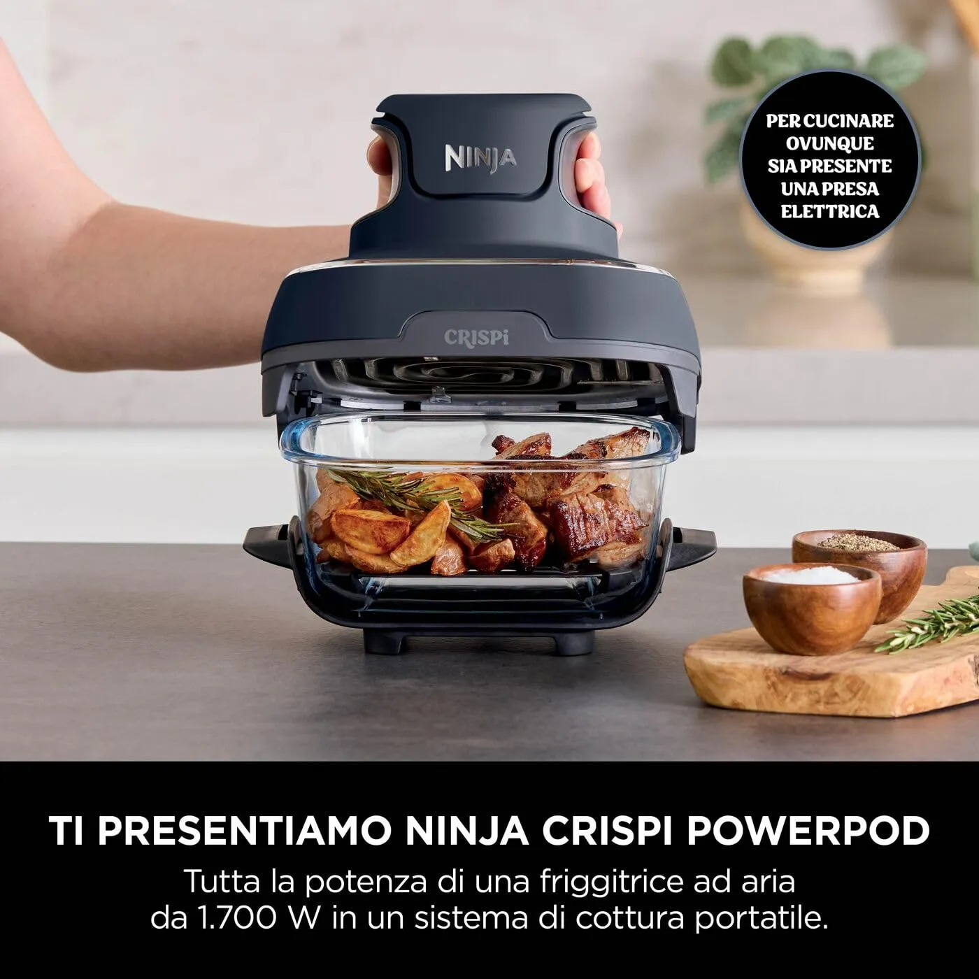 Ninja CRISPi Friggitrice ad Aria Portatile, 3,8L, Grigio - immagine 12