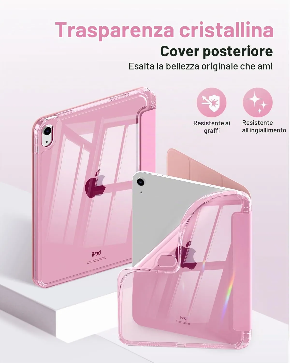 MoKo Cover for iPad 11th Gen 11" (A16) and iPad 10th Gen 10.9", Fiore Rosa - immagine 3