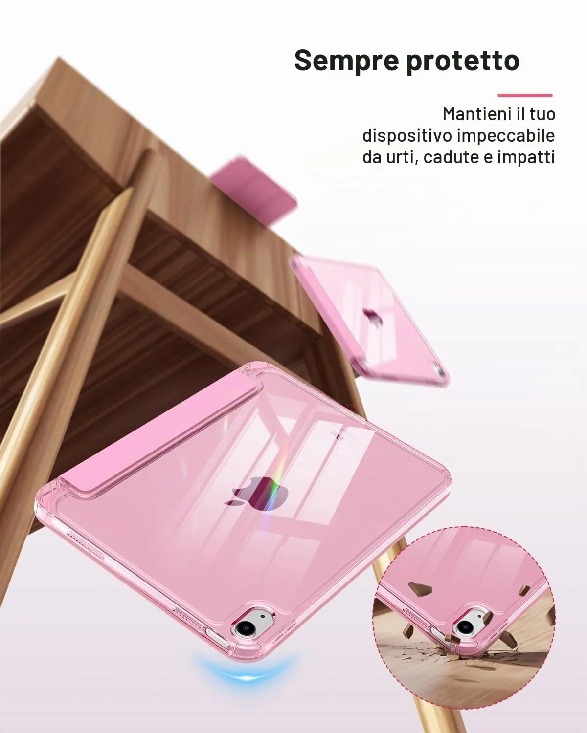 MoKo Cover for iPad 11th Gen 11" (A16) and iPad 10th Gen 10.9", Fiore Rosa - immagine 4