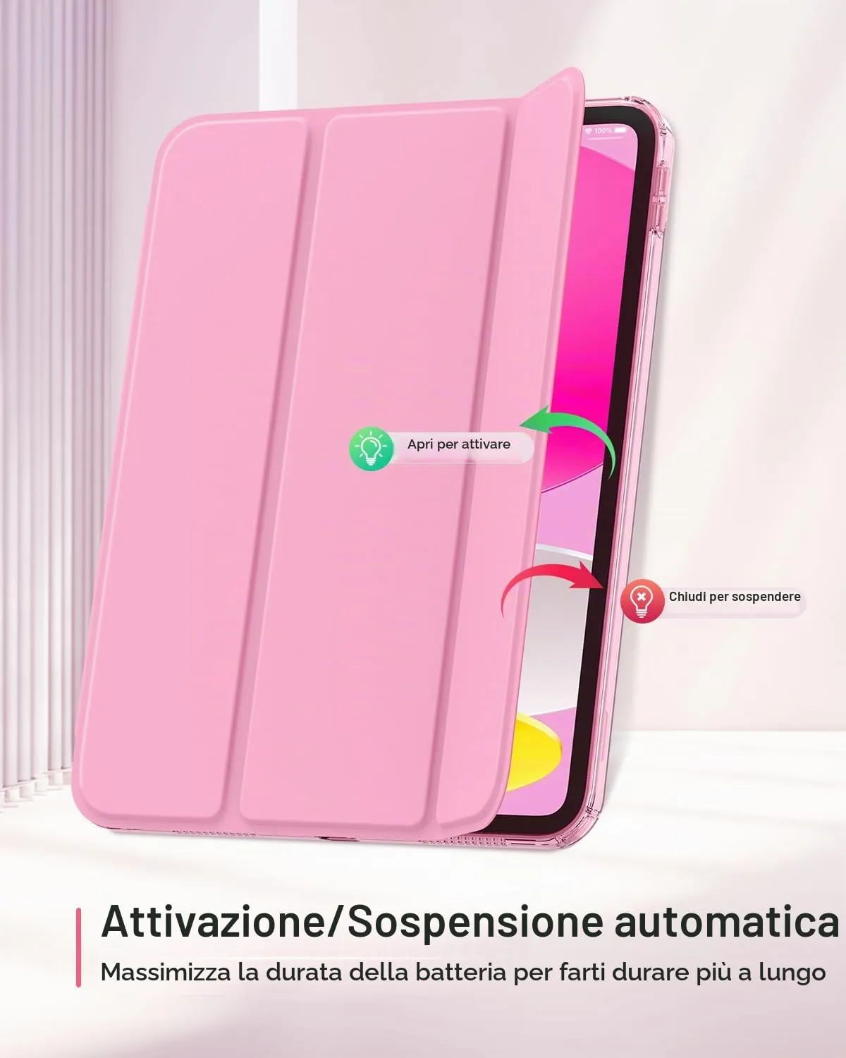 MoKo Cover for iPad 11th Gen 11" (A16) and iPad 10th Gen 10.9", Fiore Rosa - immagine 7