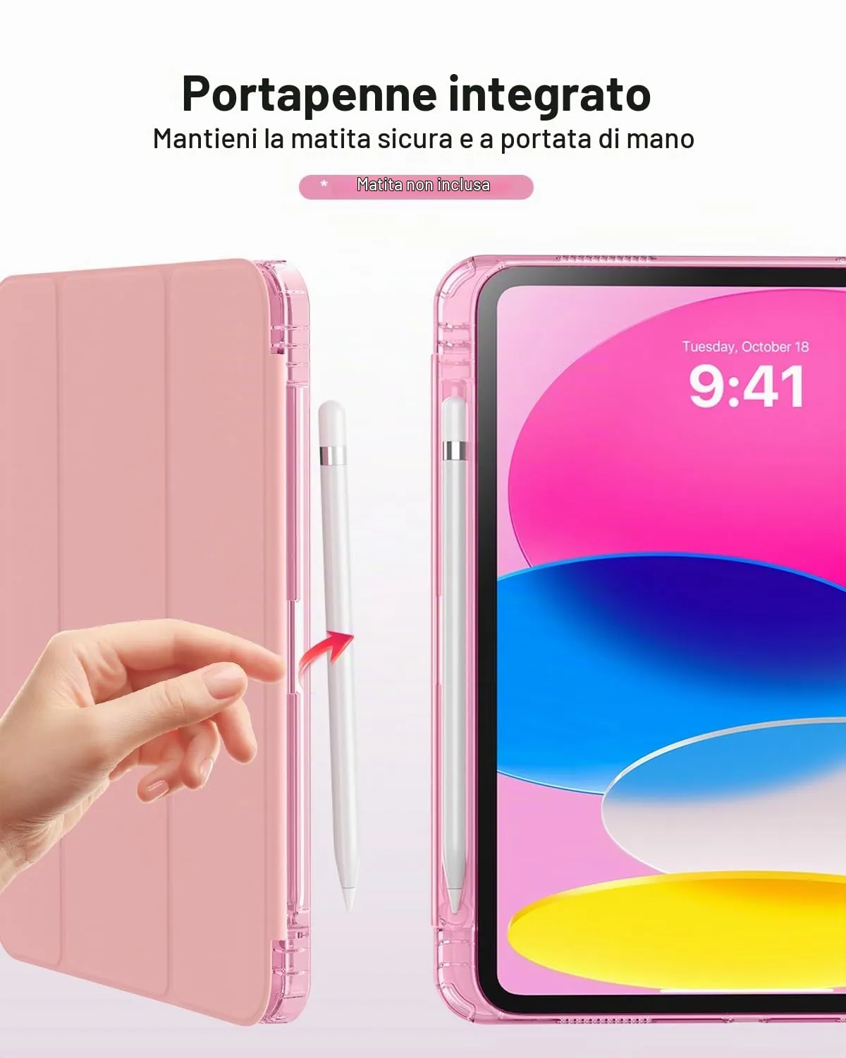 MoKo Cover for iPad 11th Gen 11" (A16) and iPad 10th Gen 10.9", Fiore Rosa - immagine 8