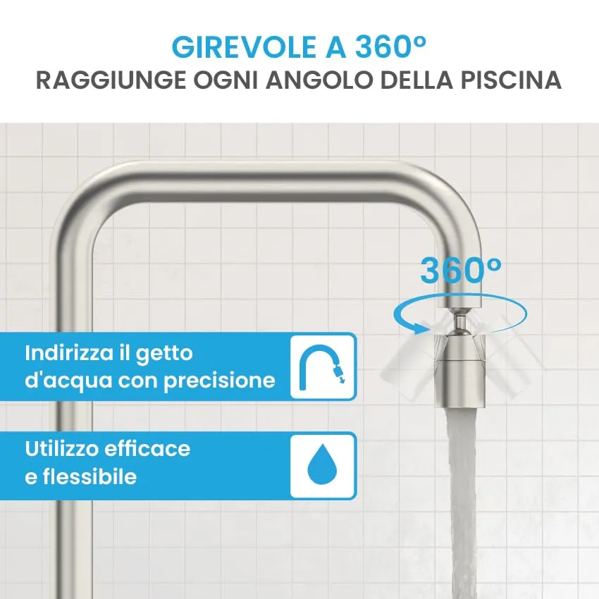 Bächlein Raccordo universale per rubinetto in acciaio inox spazzolato con due tipi di getto e aeratore girevole per rubinetti da cucina - immagine 5