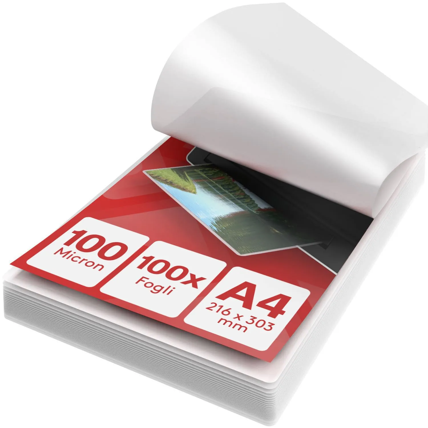 Acropaq Fogli per plastificatrice A4, 100 micron, 100 pezzi, Lucido, 18010 - immagine 1