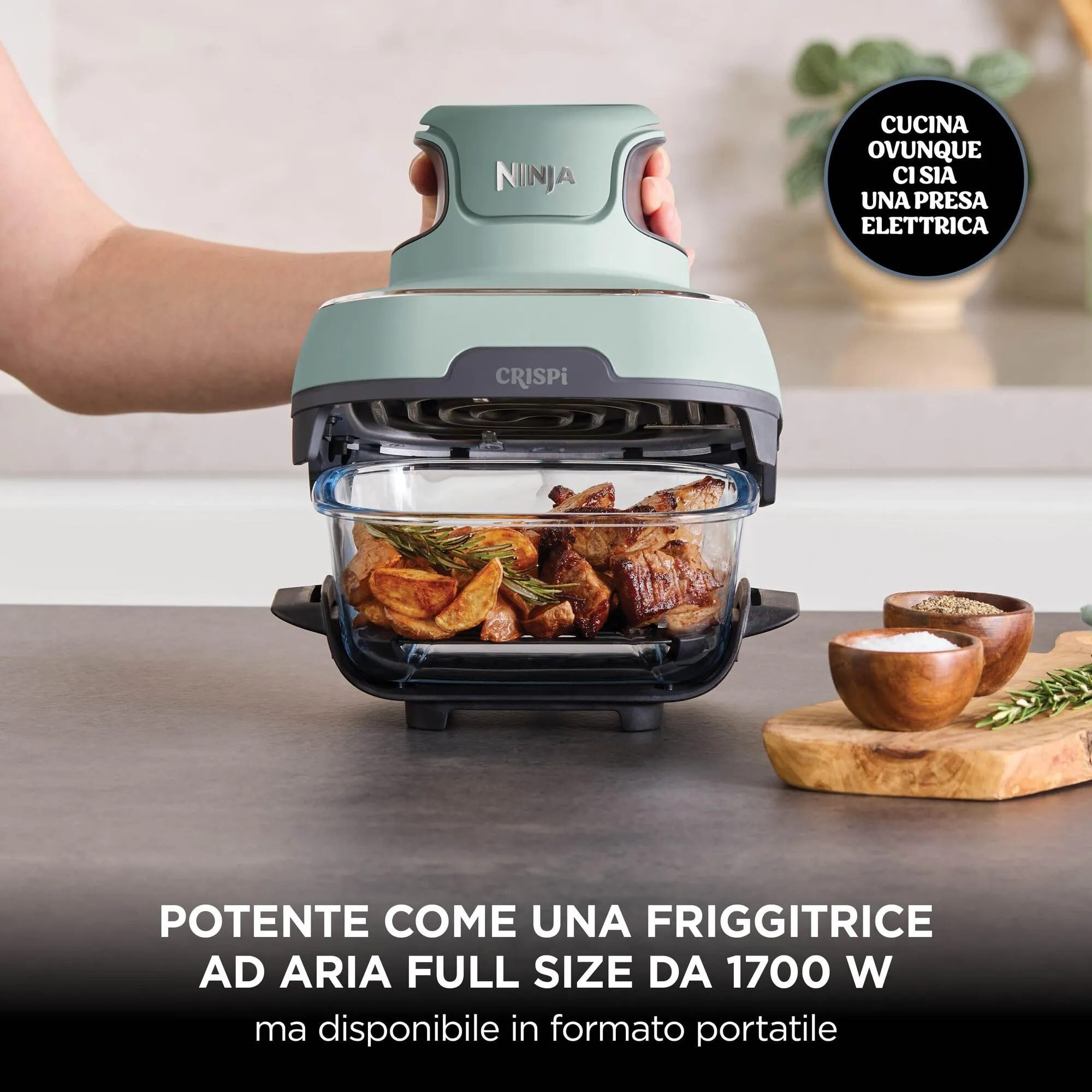 Ninja CRISPi Friggitrice ad Aria Portatile 4 in 1, 3,8L, Verde - immagine 5