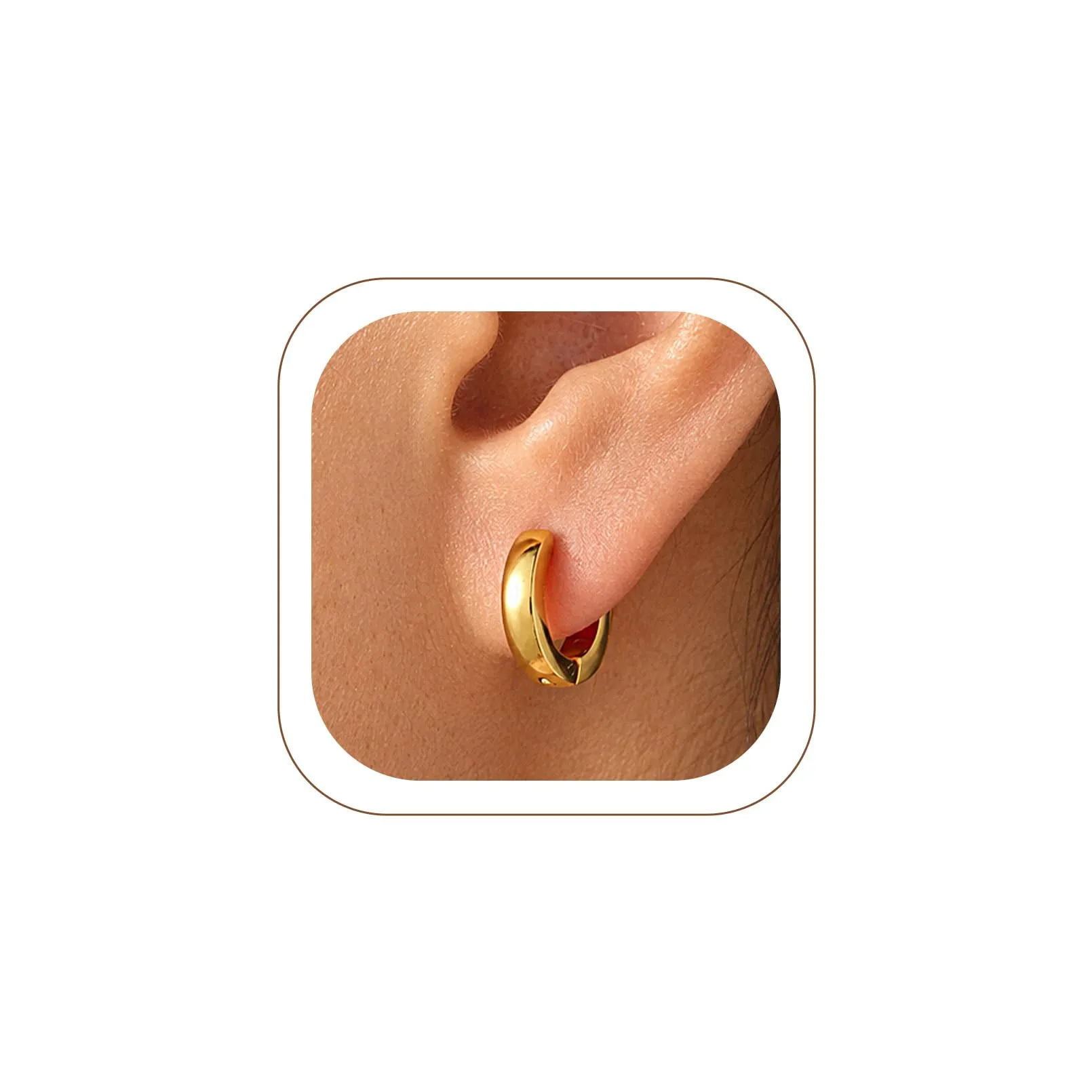 U7 Orecchini Uomo Oro Cerchio 9 mm Acciaio Inossidabile Larghezza 3mm - immagine 1